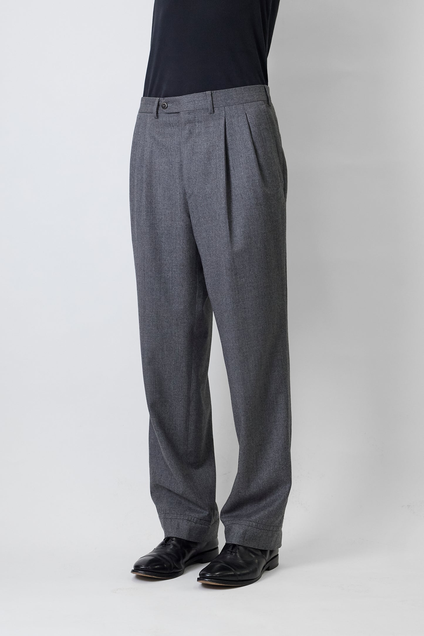 ERMENEGILDO ZEGNA GRAY WOOL WIDE PANTS MADE IN ITALY