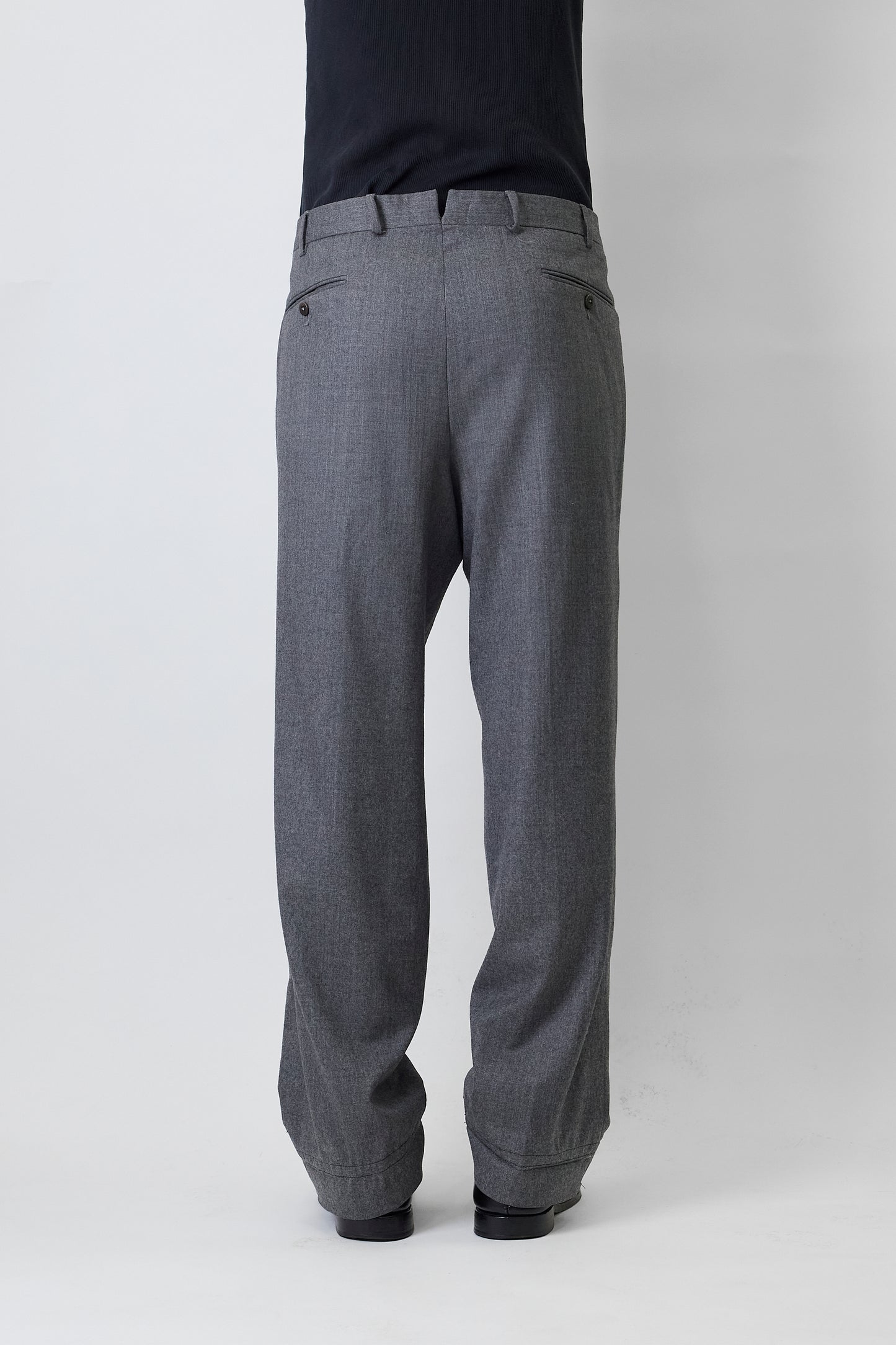 ERMENEGILDO ZEGNA GRAY WOOL WIDE PANTS MADE IN ITALY