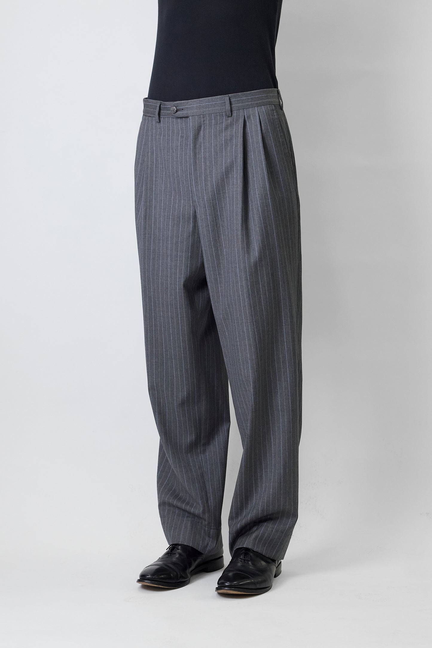 GIANNI VERSACE GRAY WOOL WIDE PANTS MADE IN ITALY