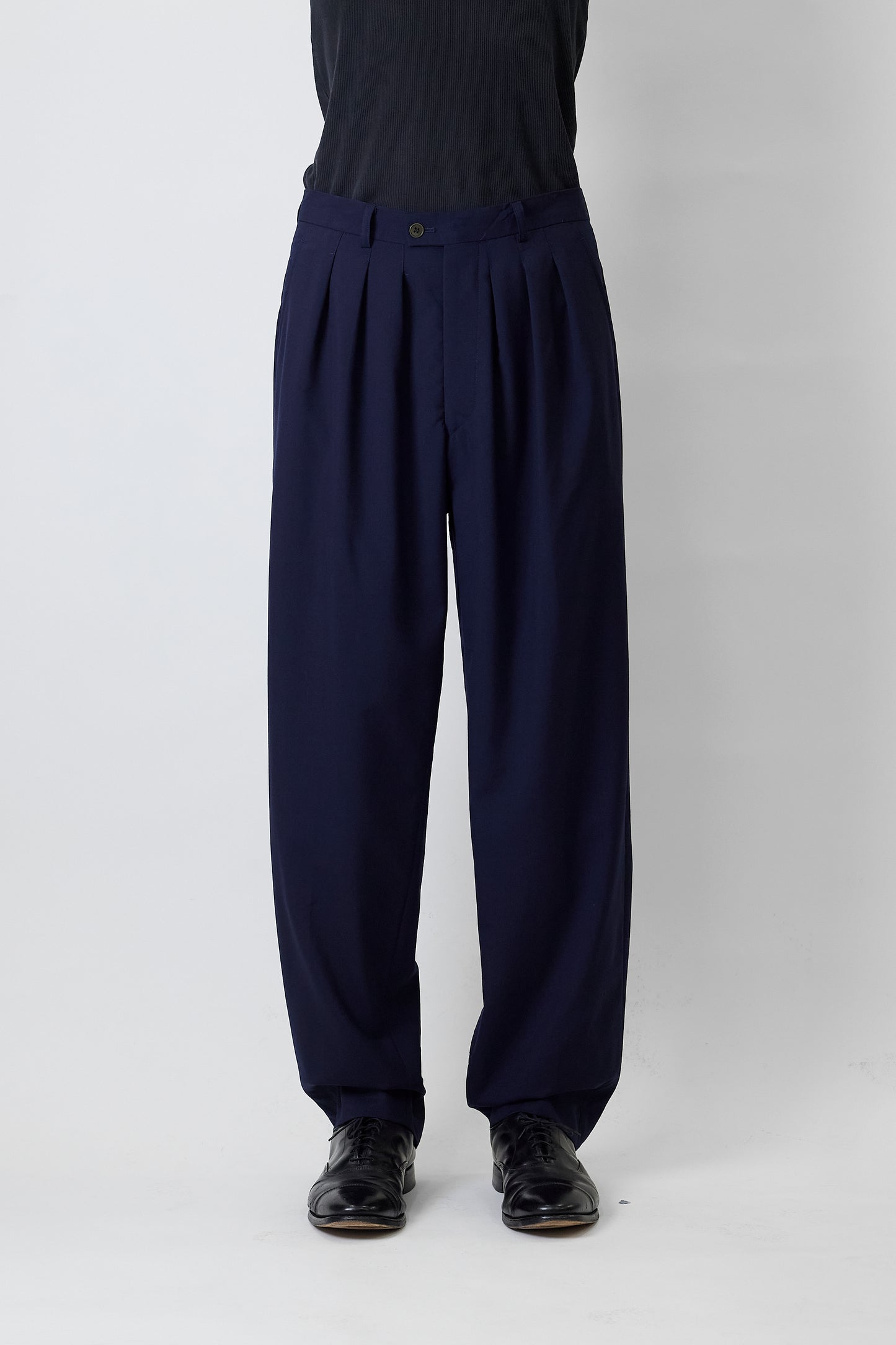 KENZO HOMME NAVY WOOL WIDE PANTS