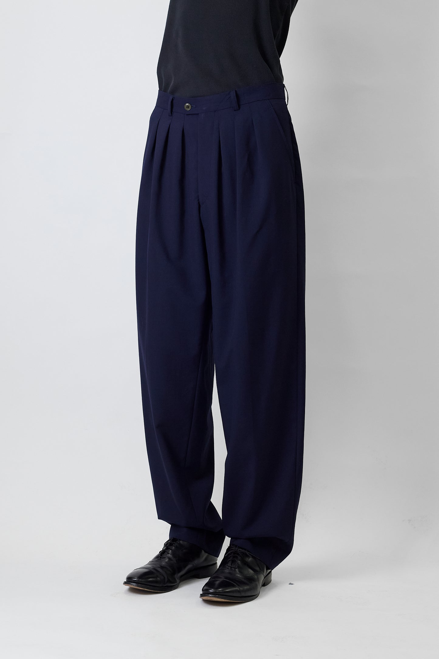 KENZO HOMME NAVY WOOL WIDE PANTS