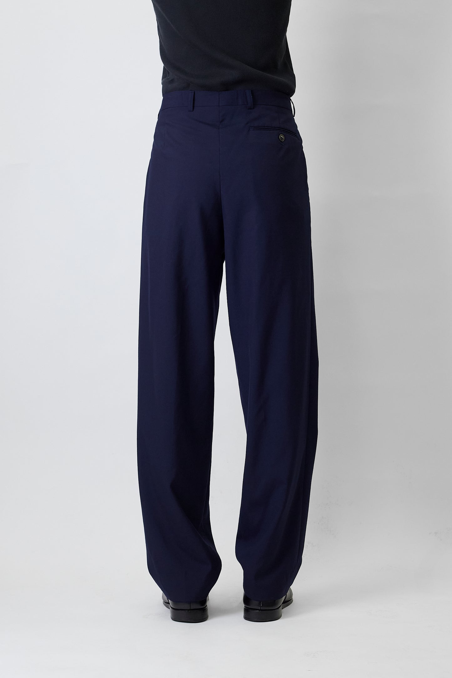 KENZO HOMME NAVY WOOL WIDE PANTS