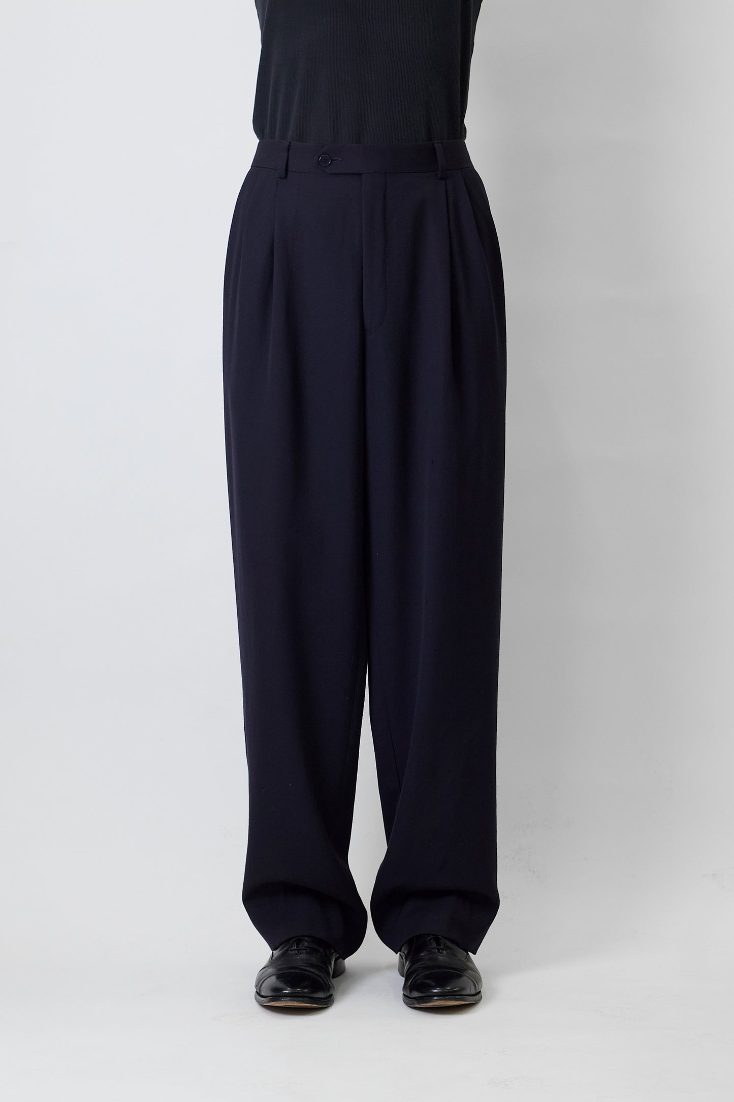 GIVENCHY NAVY WOOL WIDE PANTS MADE IN USA