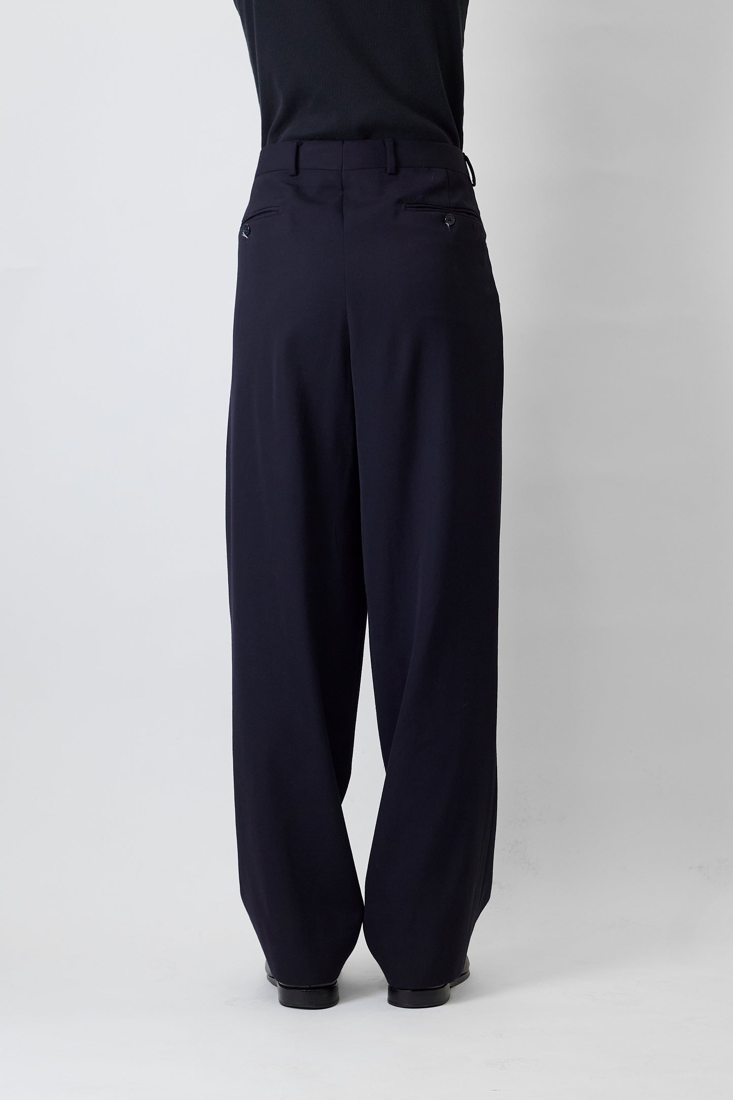 GIVENCHY NAVY WOOL WIDE PANTS MADE IN USA