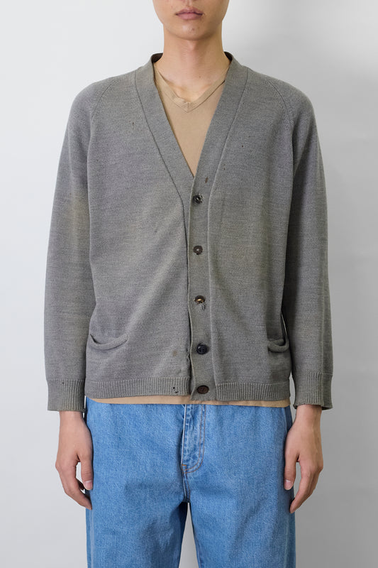 VINTAGE GRAY WOOL CARDIGAN KNIT MADE IN ITALY