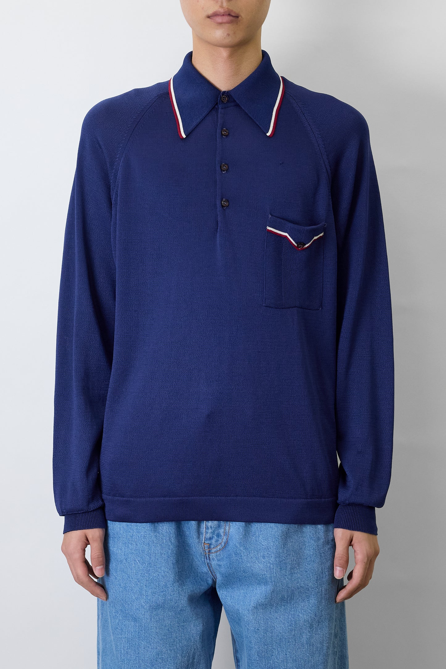VINTAGE  NAVY KNIT POLO SHIRT