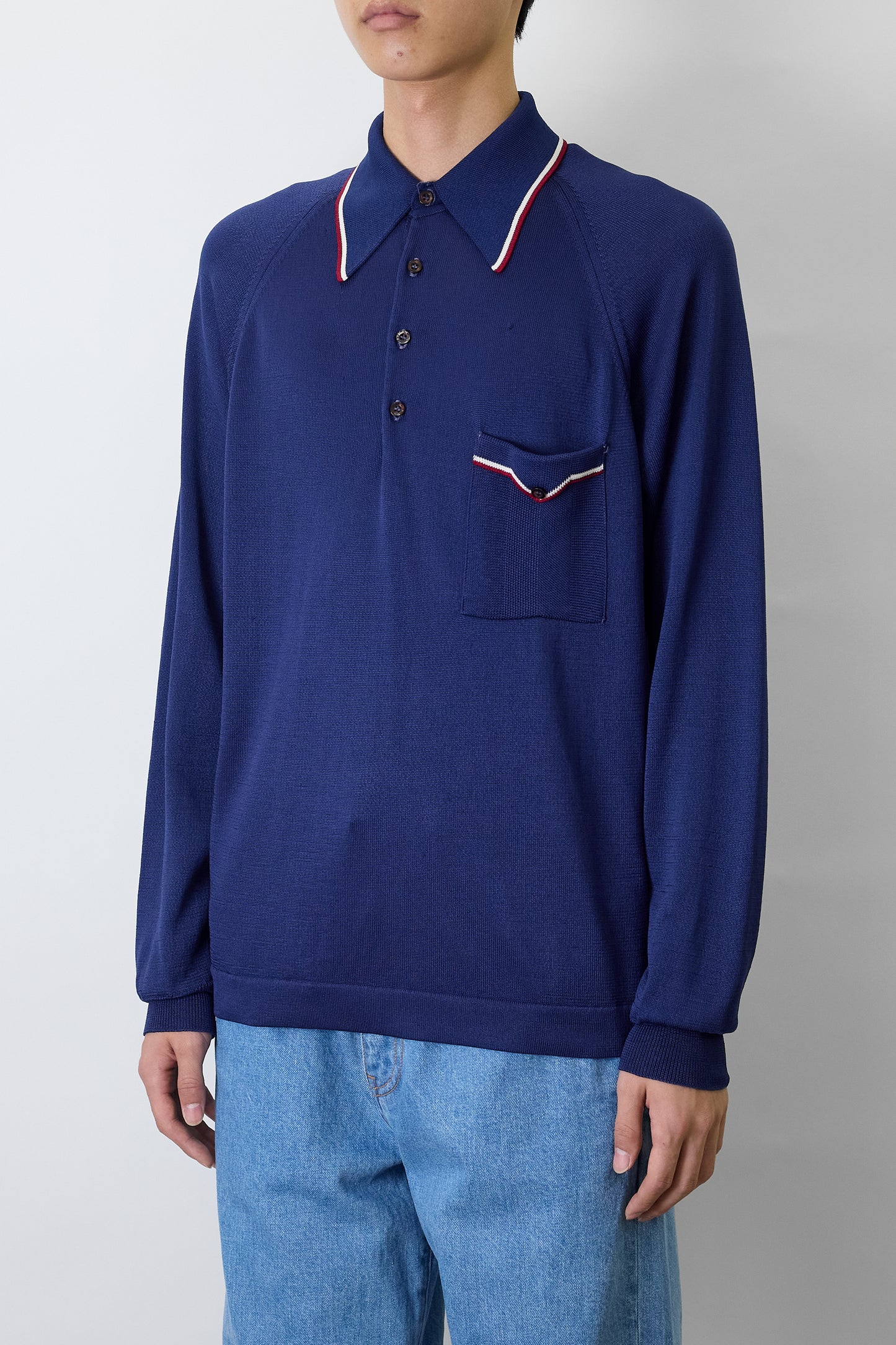 VINTAGE  NAVY KNIT POLO SHIRT