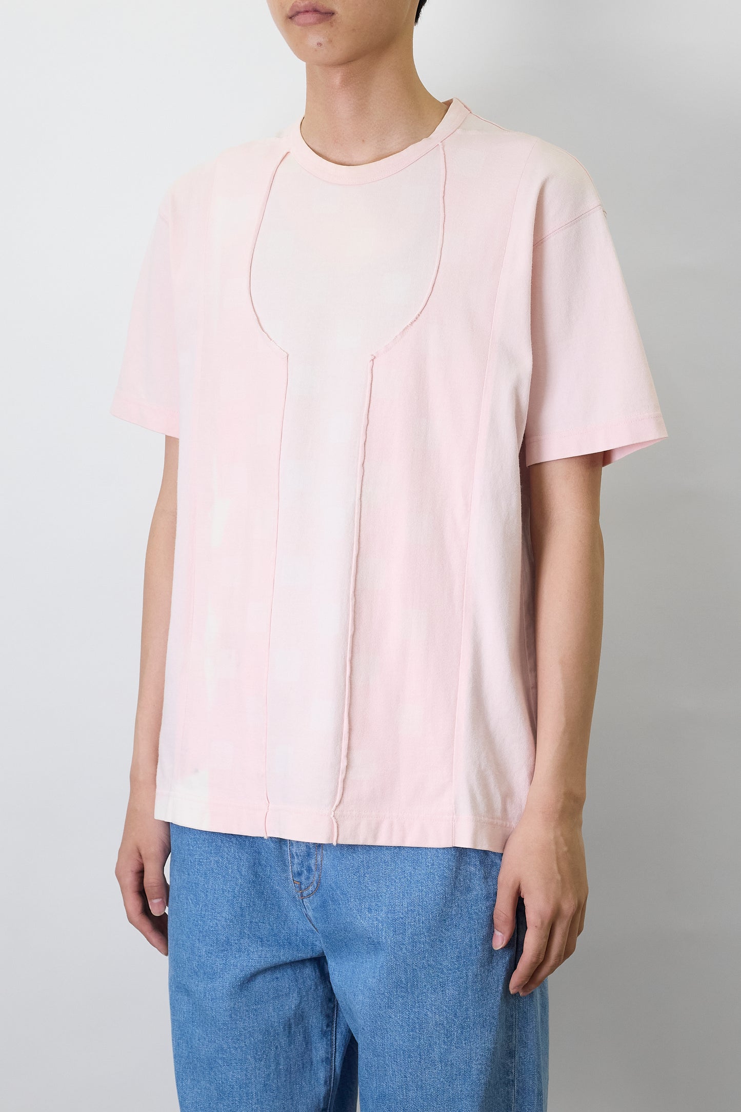 COMME DES GARCONS HOMME DESIGNED PINK HALF SLEEVE TEE SHIRT