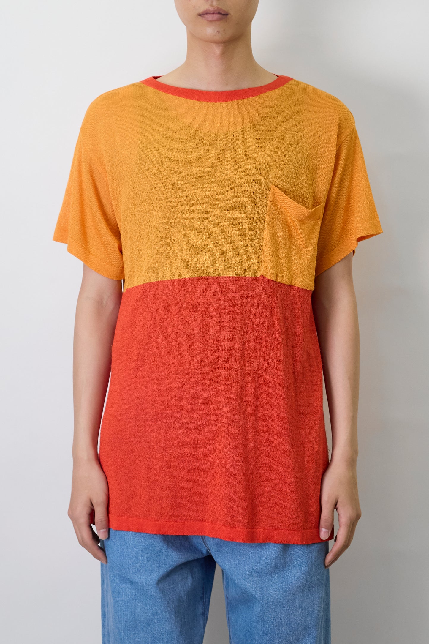 GEORGES RECH ORANGE VISCOSE HALF SLEEVE KNIT MADE IN ITALY