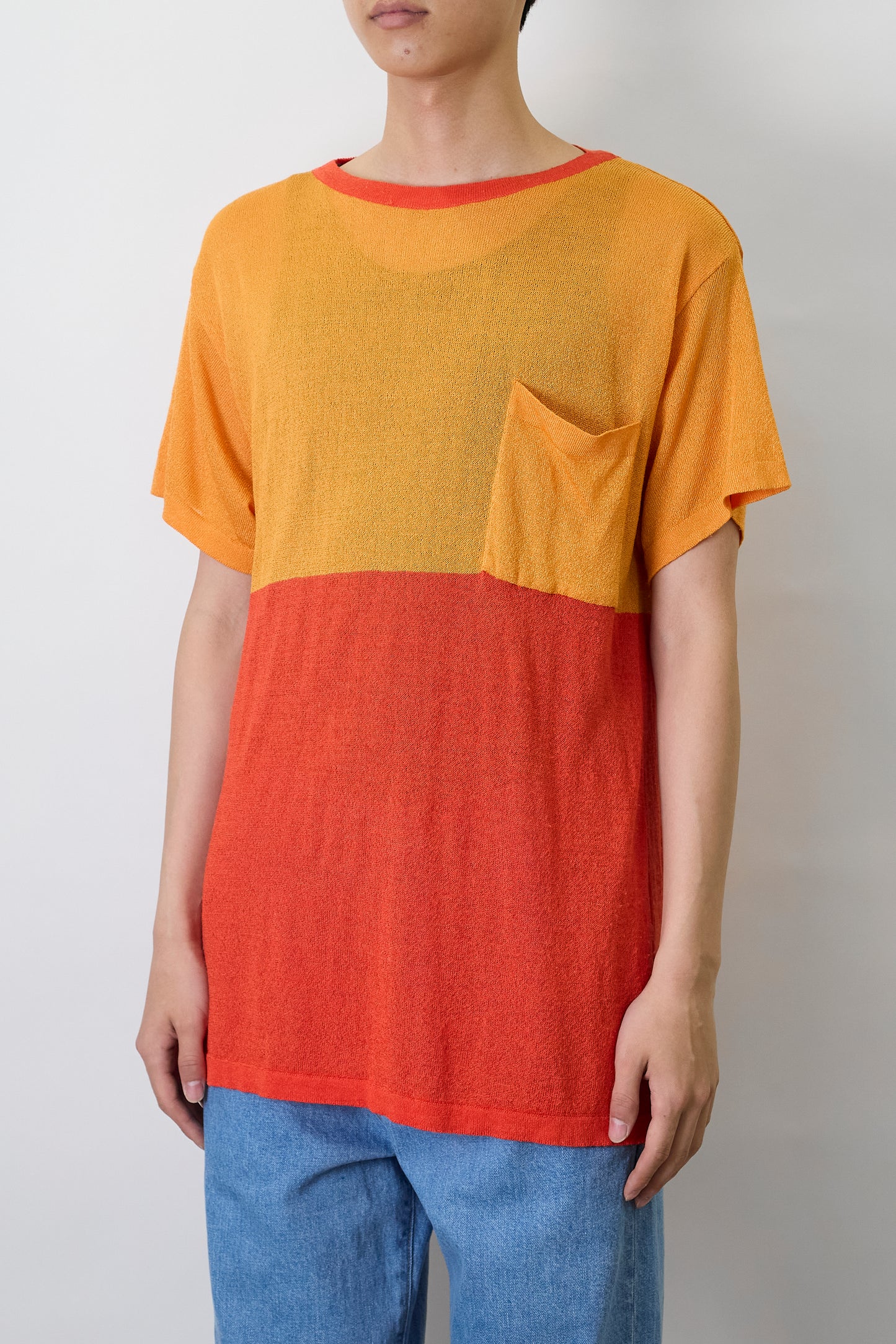 GEORGES RECH ORANGE VISCOSE HALF SLEEVE KNIT MADE IN ITALY