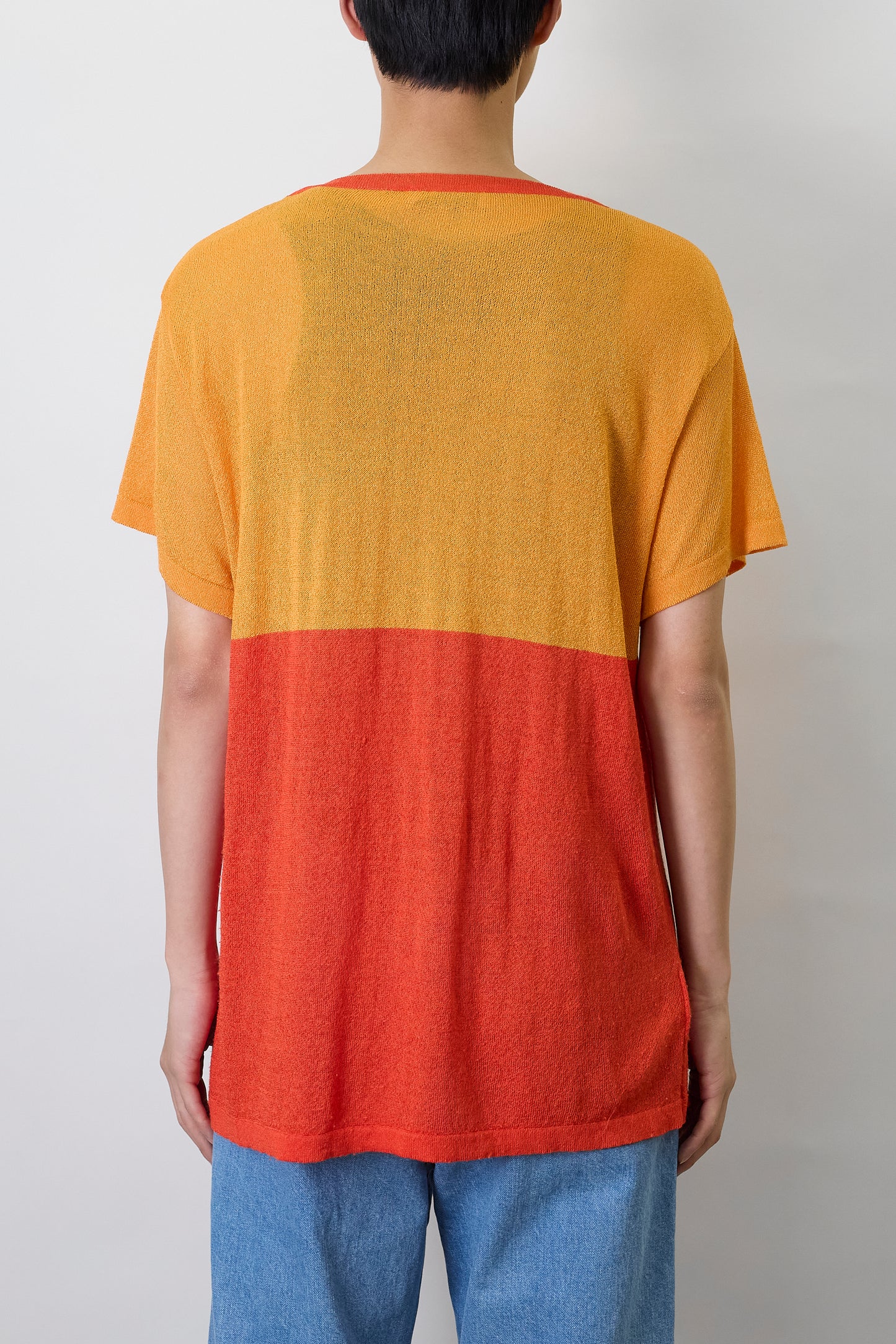 GEORGES RECH ORANGE VISCOSE HALF SLEEVE KNIT MADE IN ITALY