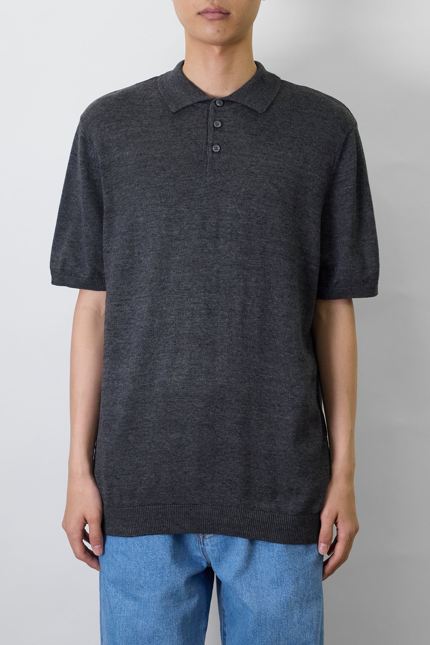 VINTAGE GRAY HALF SLEEVE KNIT POLO SHIRT