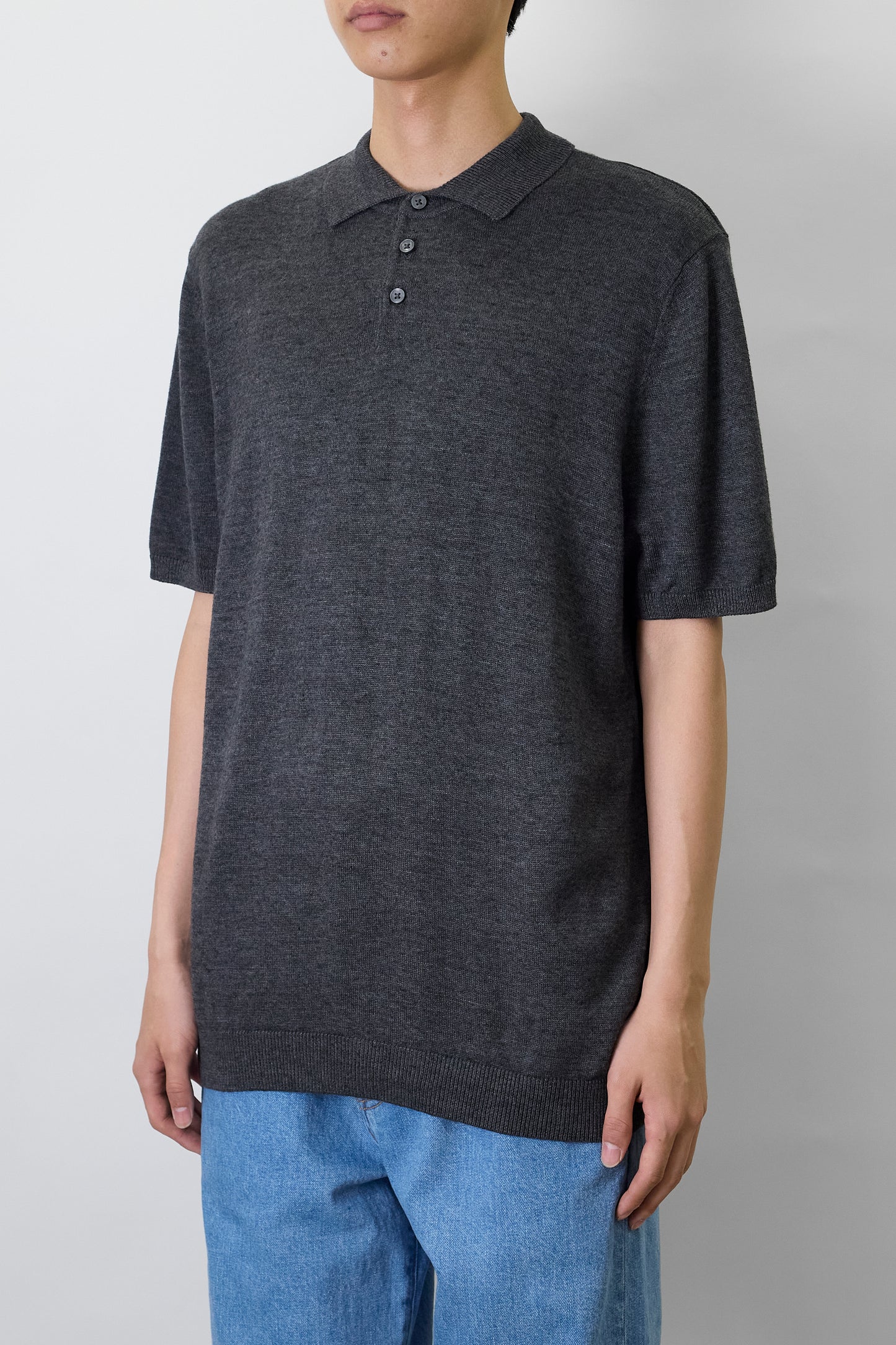 VINTAGE GRAY HALF SLEEVE KNIT POLO SHIRT
