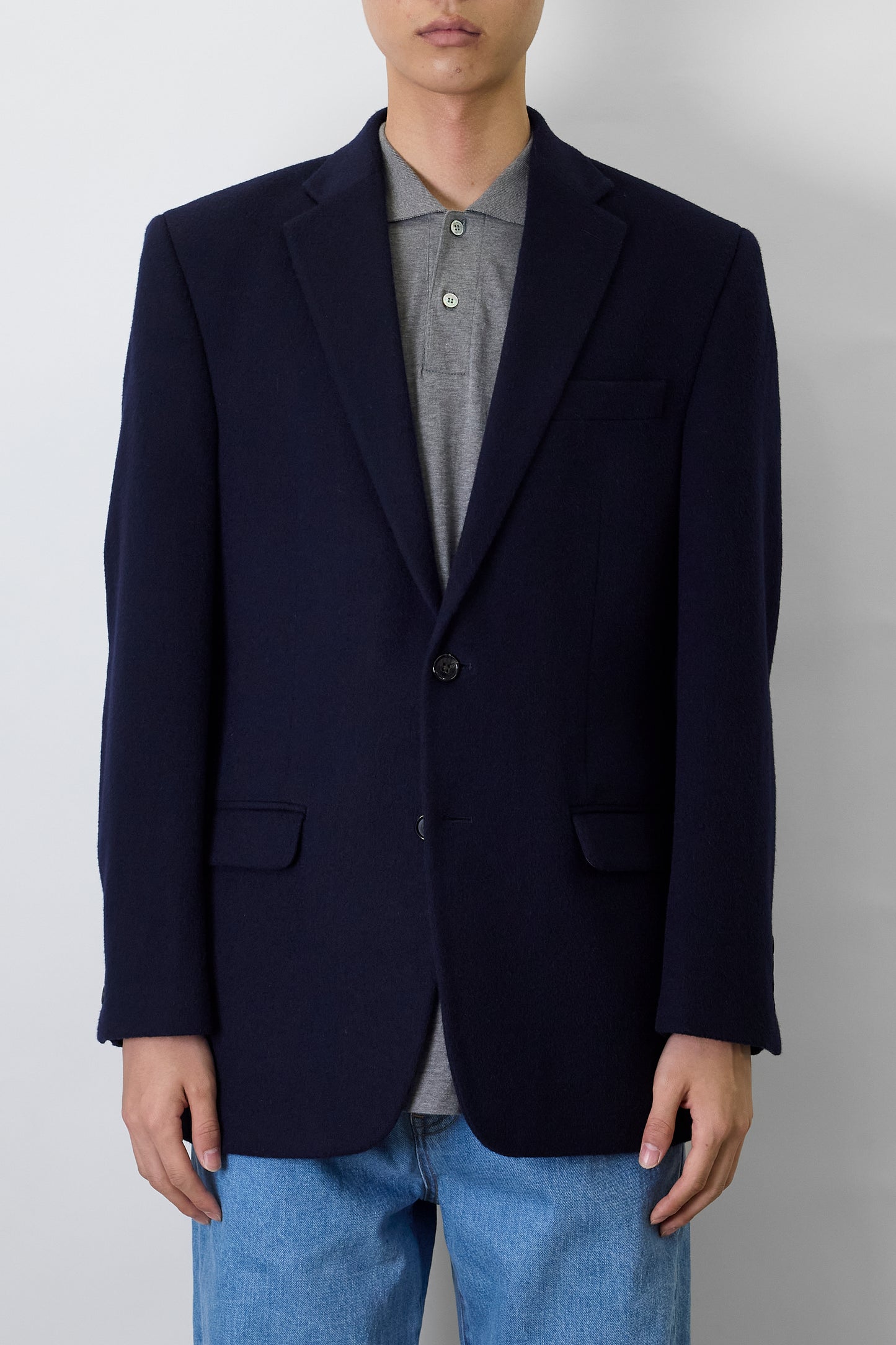 RALPH LAUREN NAVY CASHMERE TAILORED JACKET
