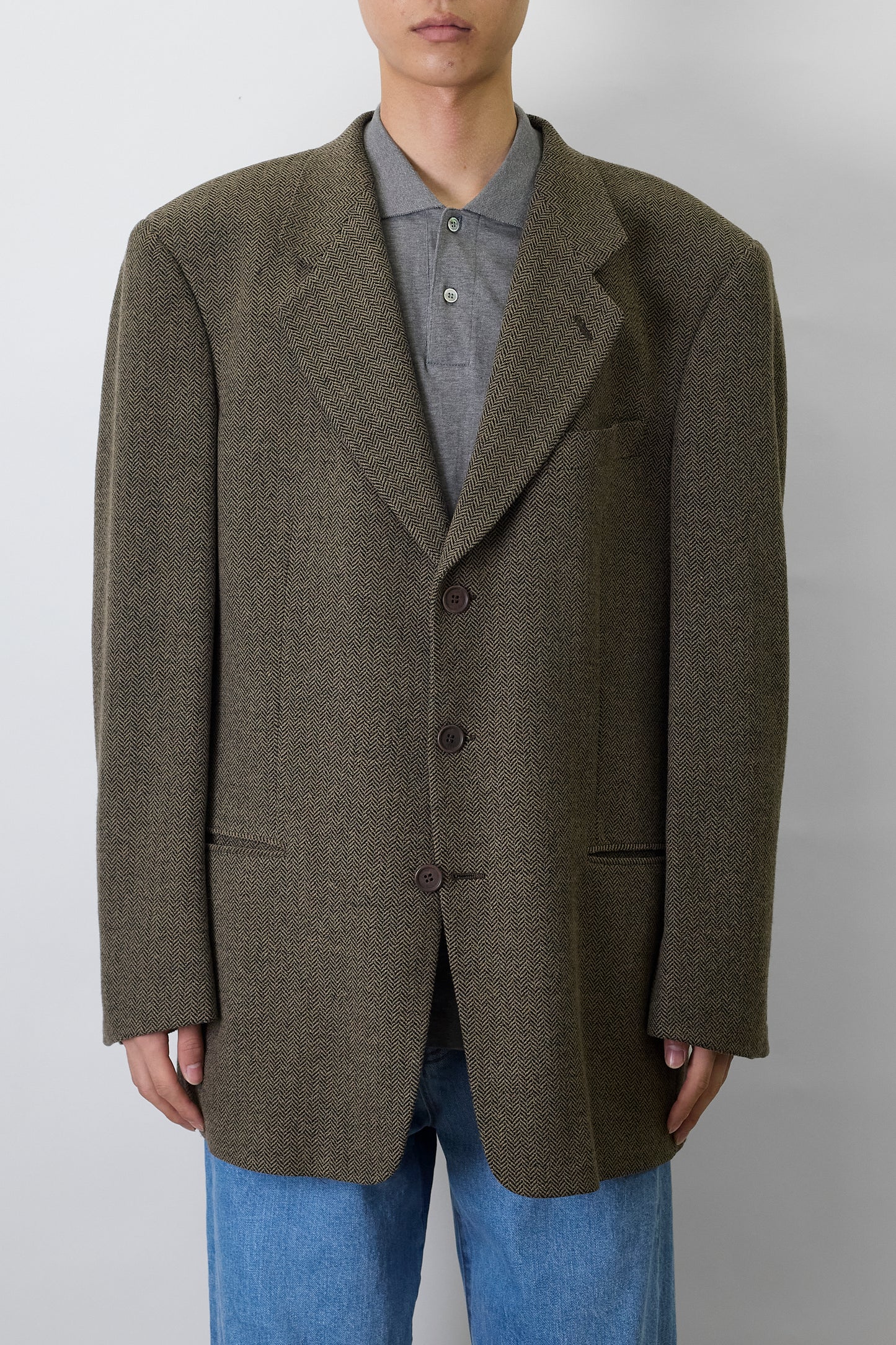 GIORGIIO ARMANI BROWN WOOL TAILORED JACKET MADE IN ITALY