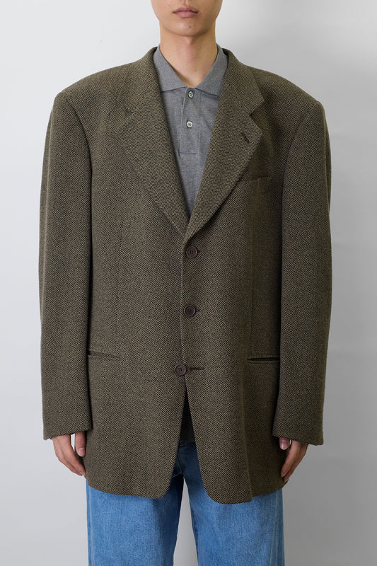 GIORGIIO ARMANI BROWN WOOL TAILORED JACKET MADE IN ITALY