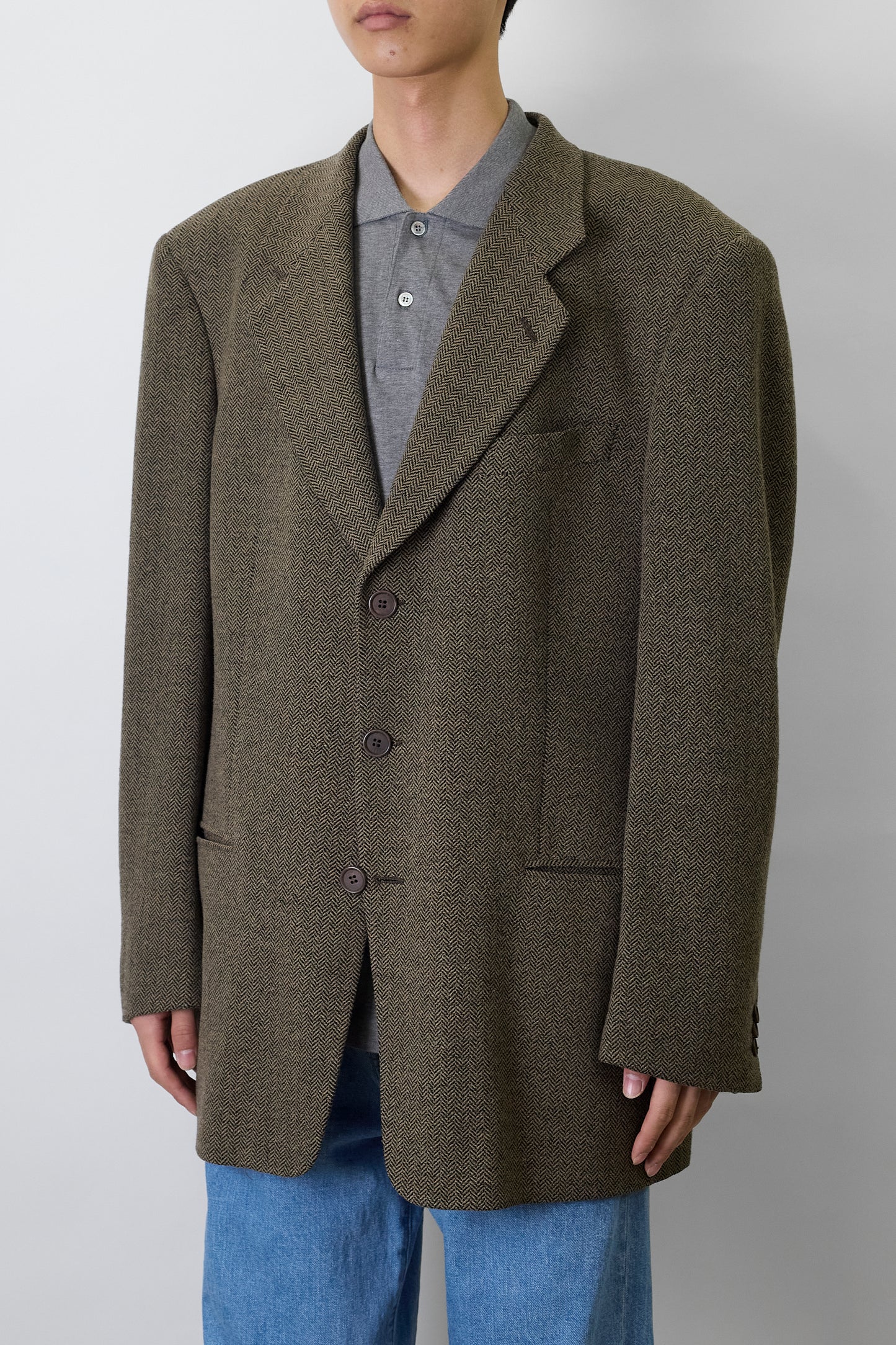 GIORGIIO ARMANI BROWN WOOL TAILORED JACKET MADE IN ITALY