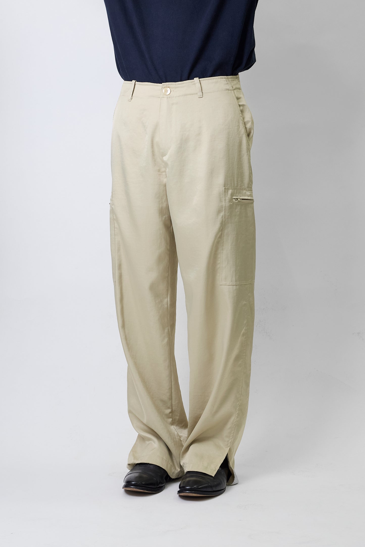 MORGAN BEIGE WIDE CARGO PANTS MADE IN FRANCE