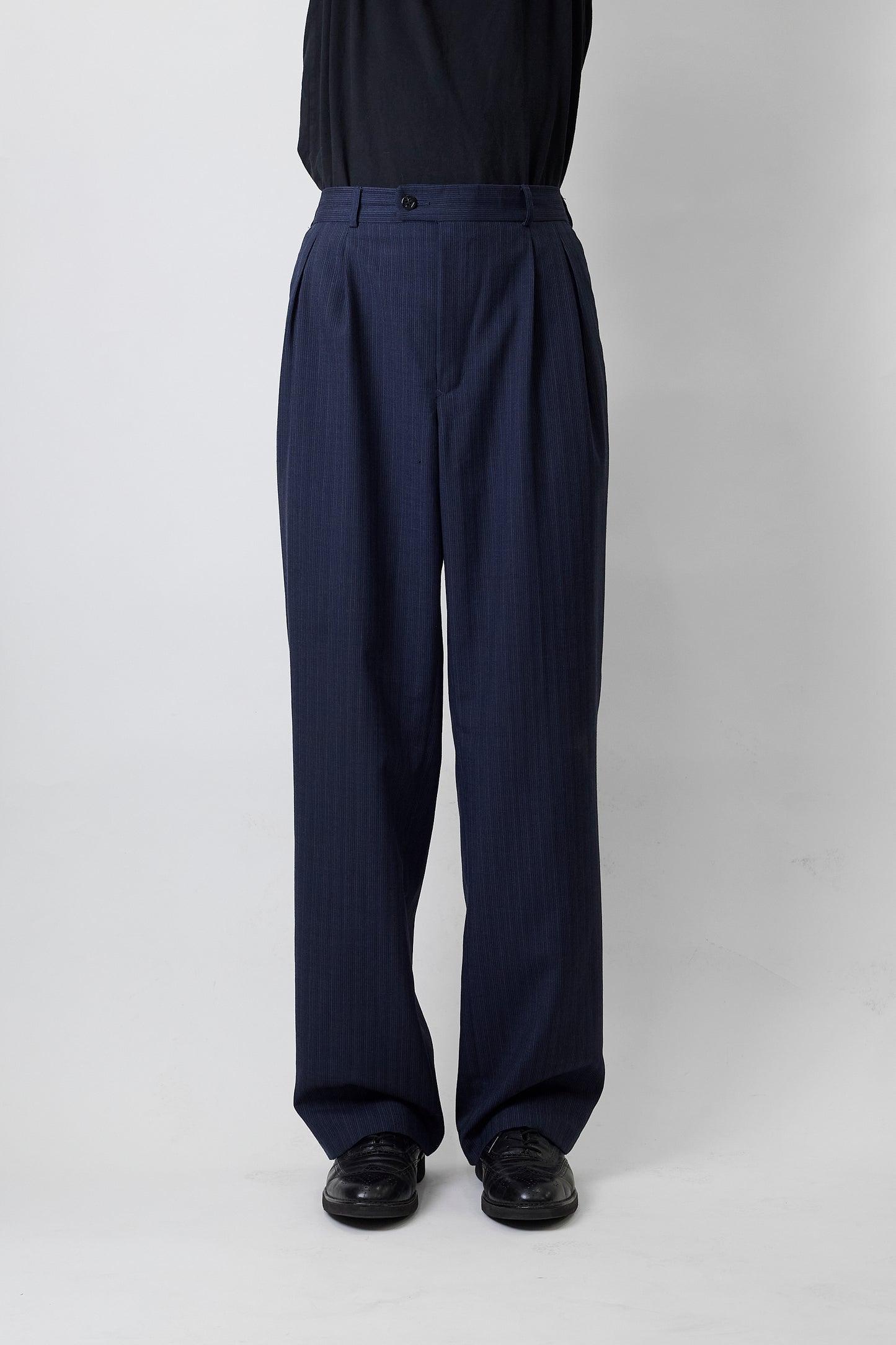 YVES SAINT LAURENT NAVY WOOL WIDE PANTS