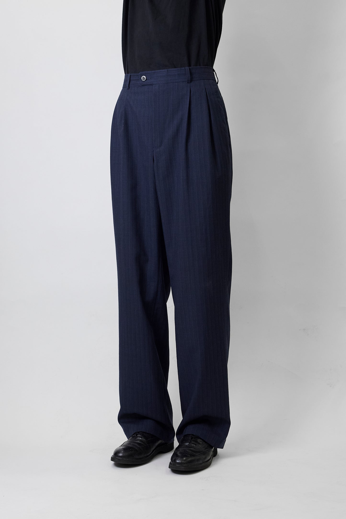 YVES SAINT LAURENT NAVY WOOL WIDE PANTS