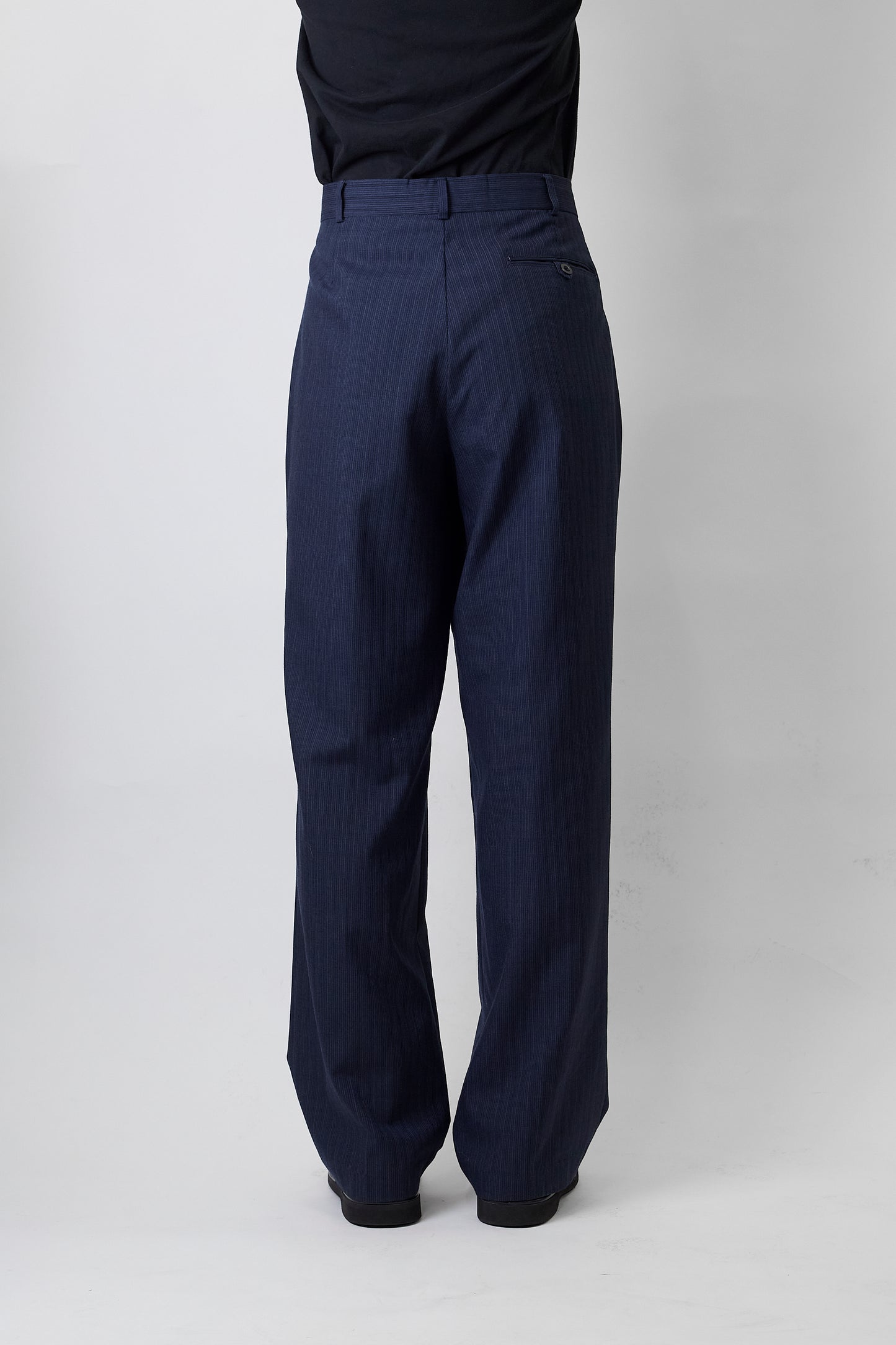 YVES SAINT LAURENT NAVY WOOL WIDE PANTS