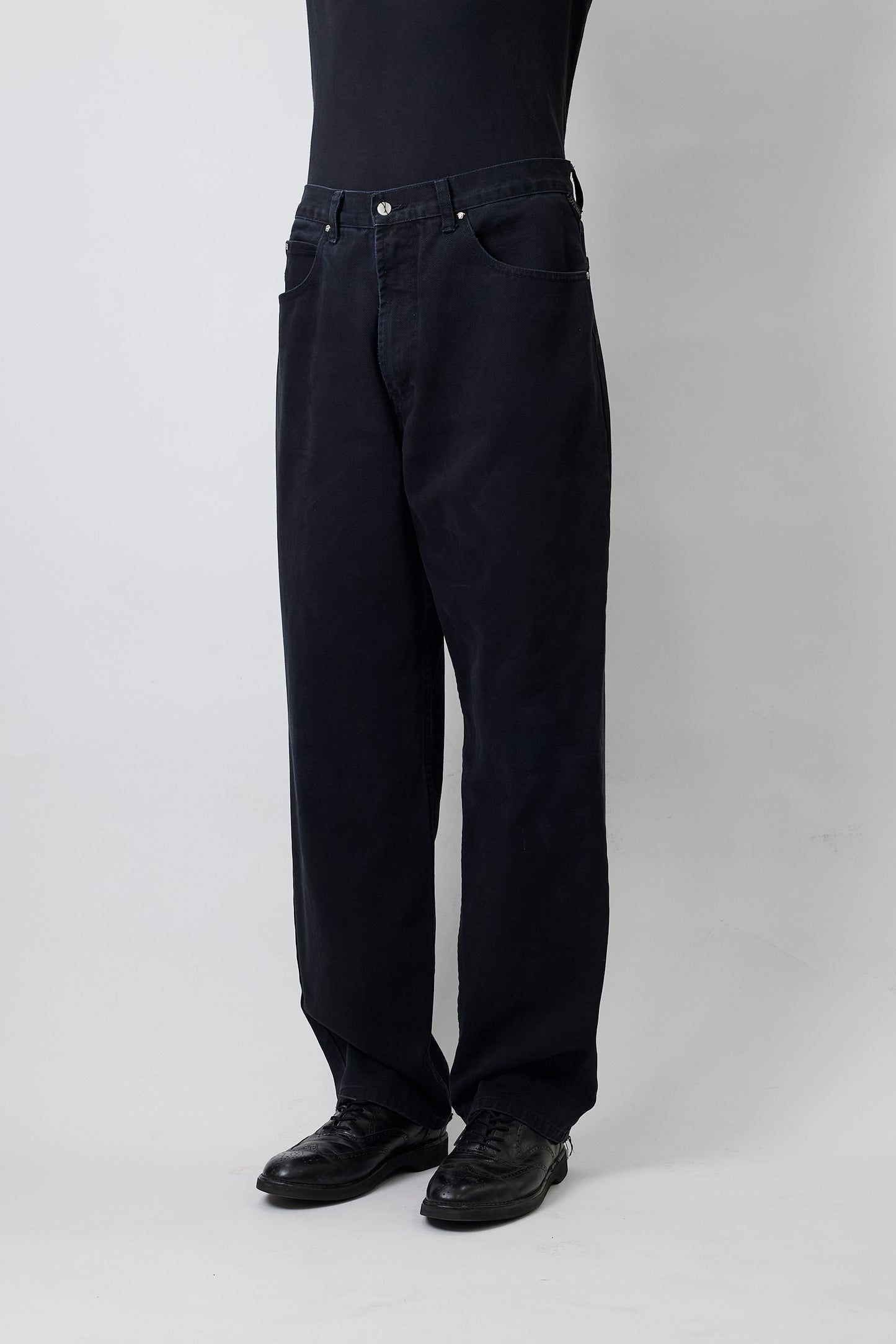 VERSACE JEANS COUTURE BLACK WIDE DENIM PANTS MADE IN ITALY