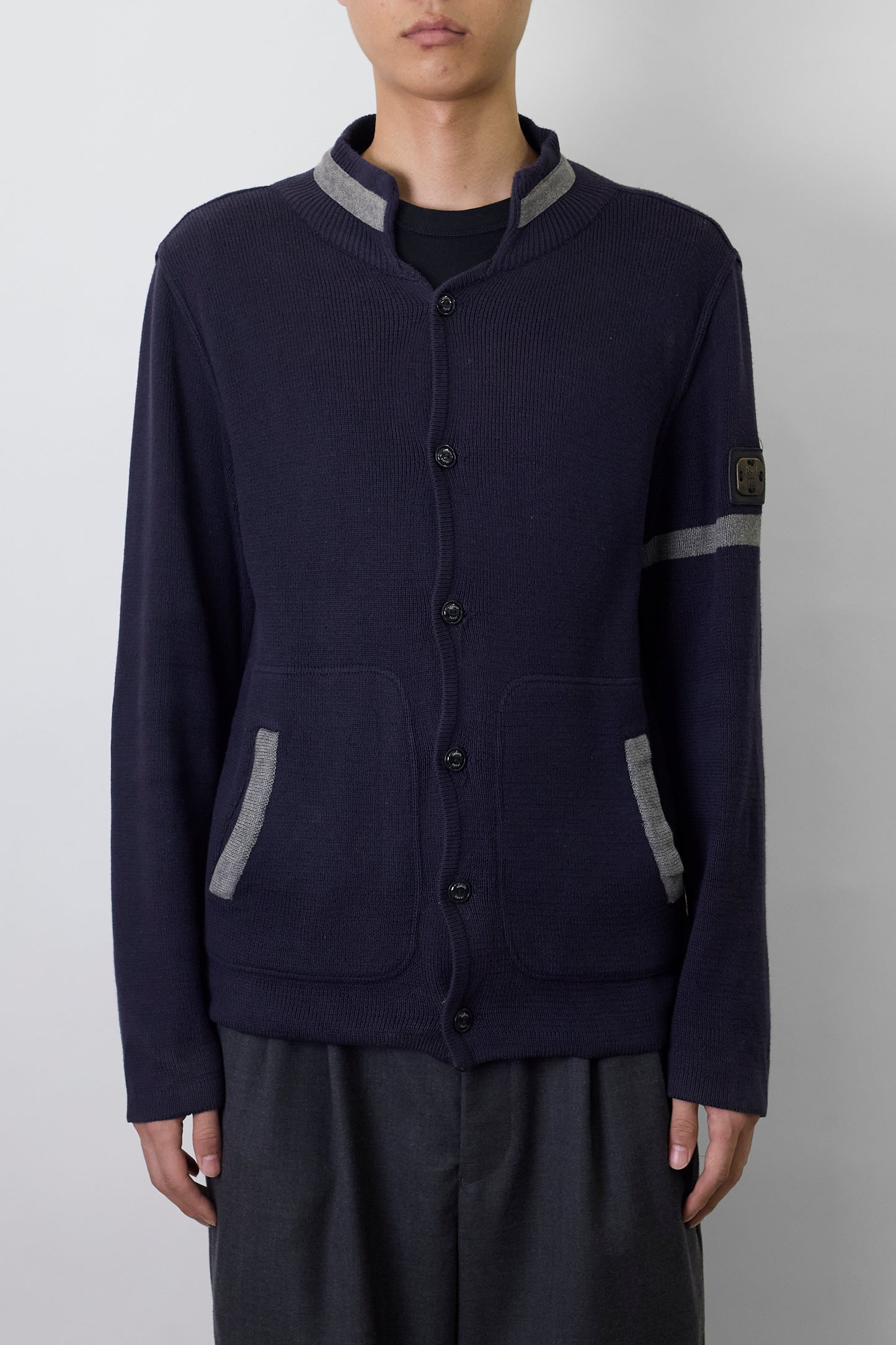 ARMANI JEANS GRAY NAVY KNIT JACKET