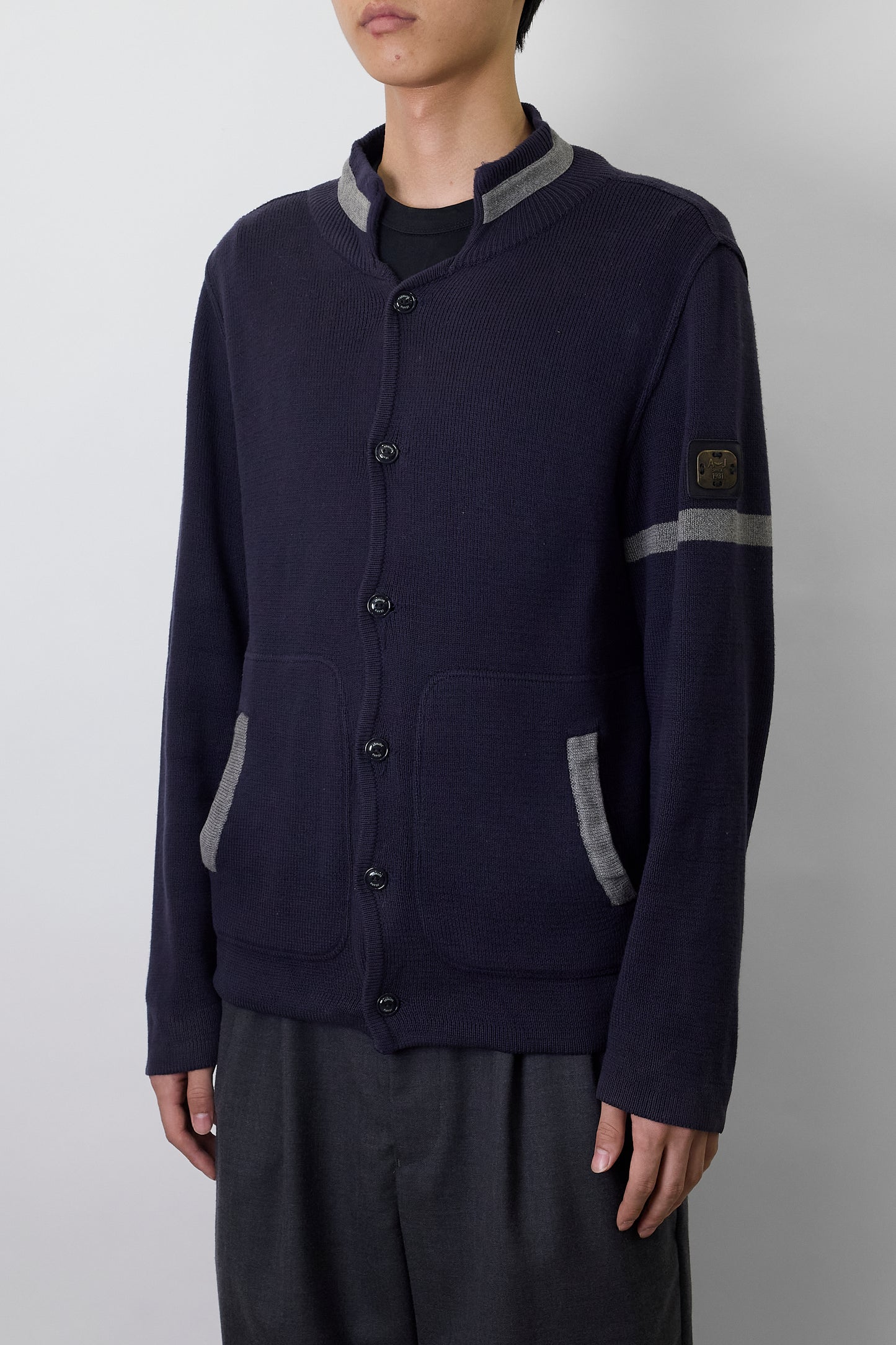 ARMANI JEANS GRAY NAVY KNIT JACKET