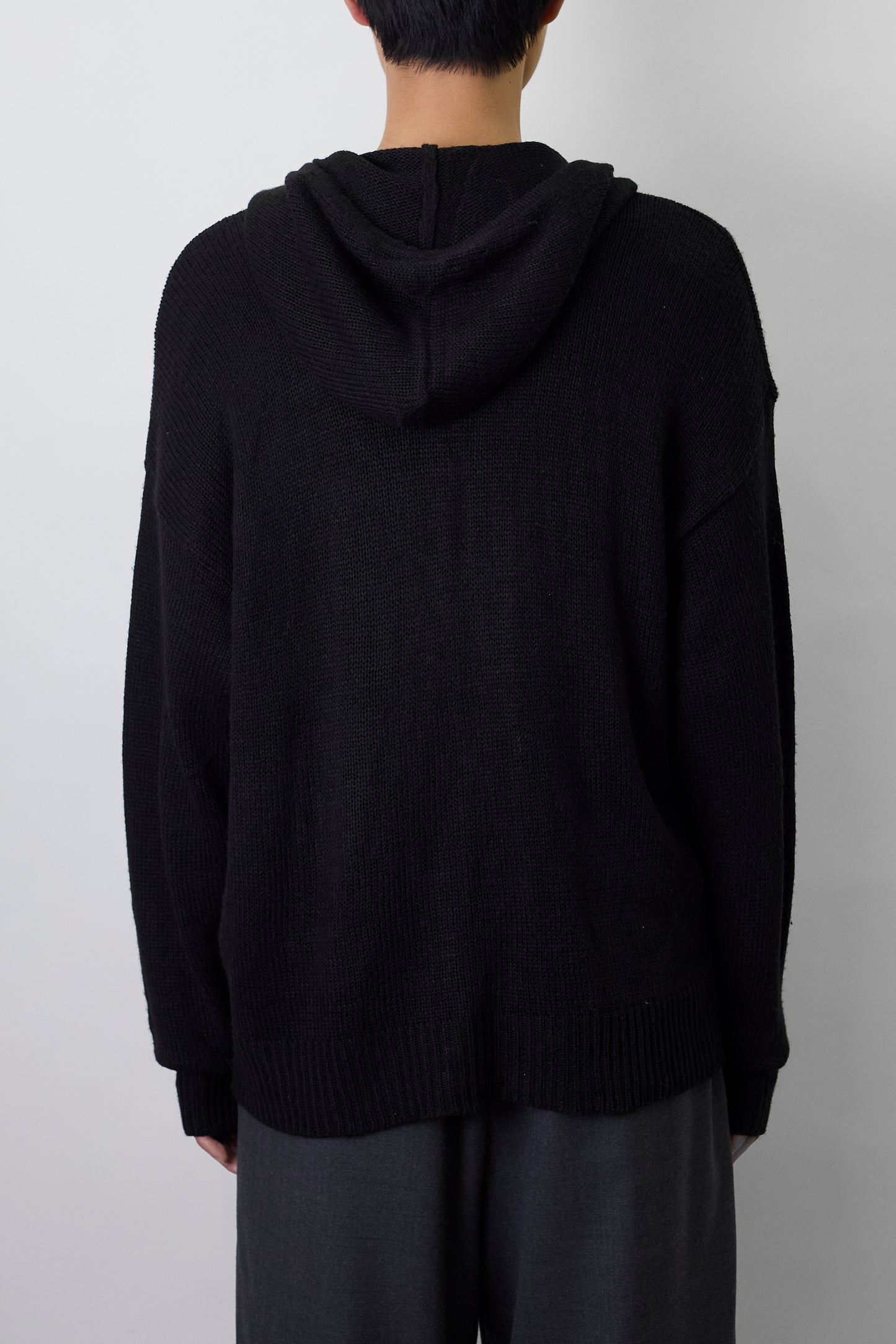 VINTAGE BLACK ZIP UP KNIT HOODIE