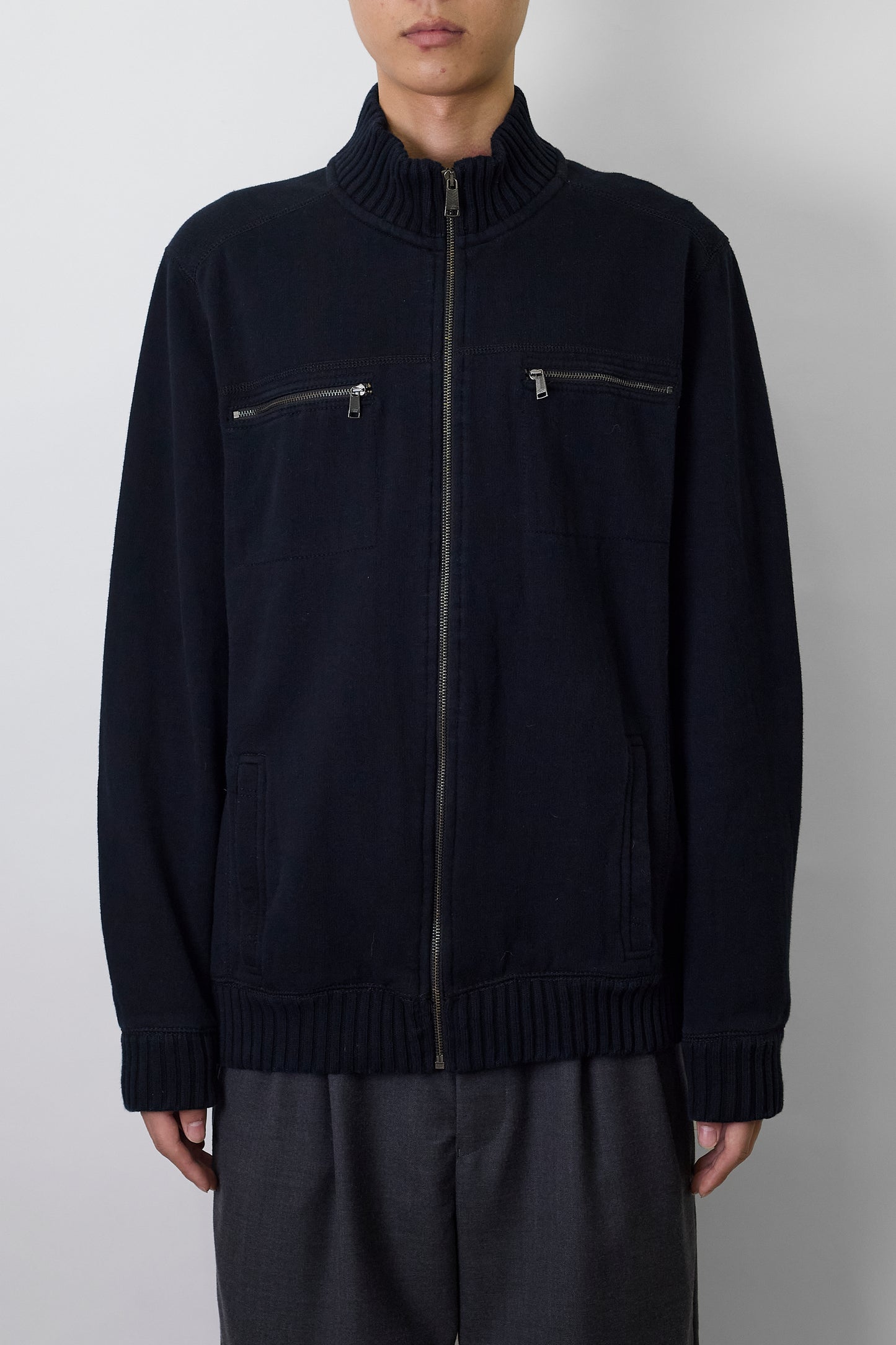 CALVIN KLEIN NAVY ZIP UP KNIT JACKET