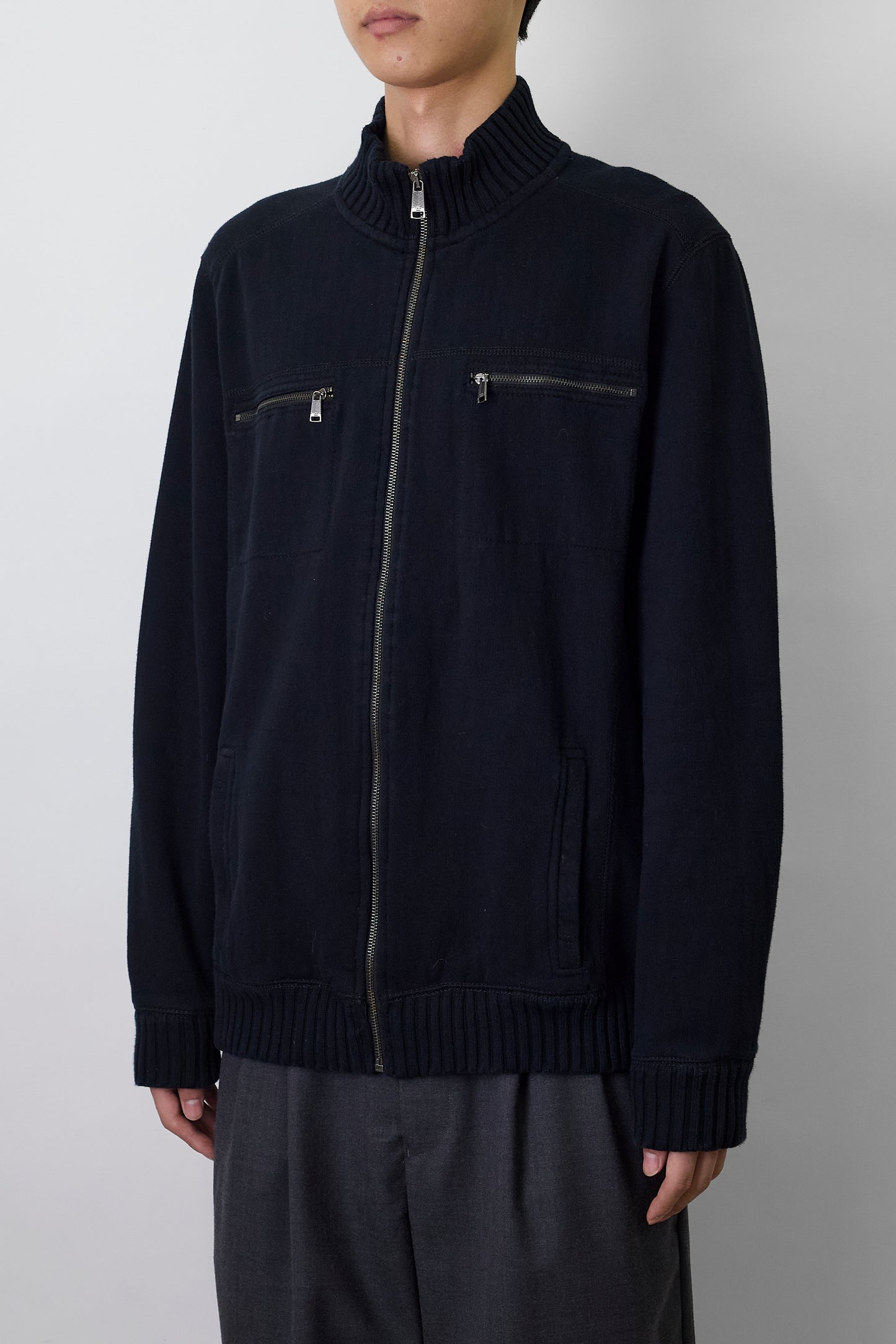 CALVIN KLEIN NAVY ZIP UP KNIT JACKET
