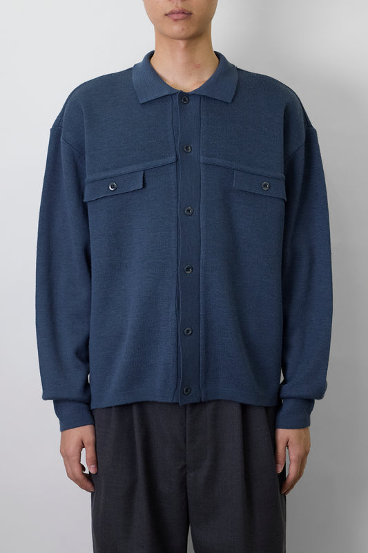 VINTAGE BLUE GRAY WOOL KNIT SHIRT