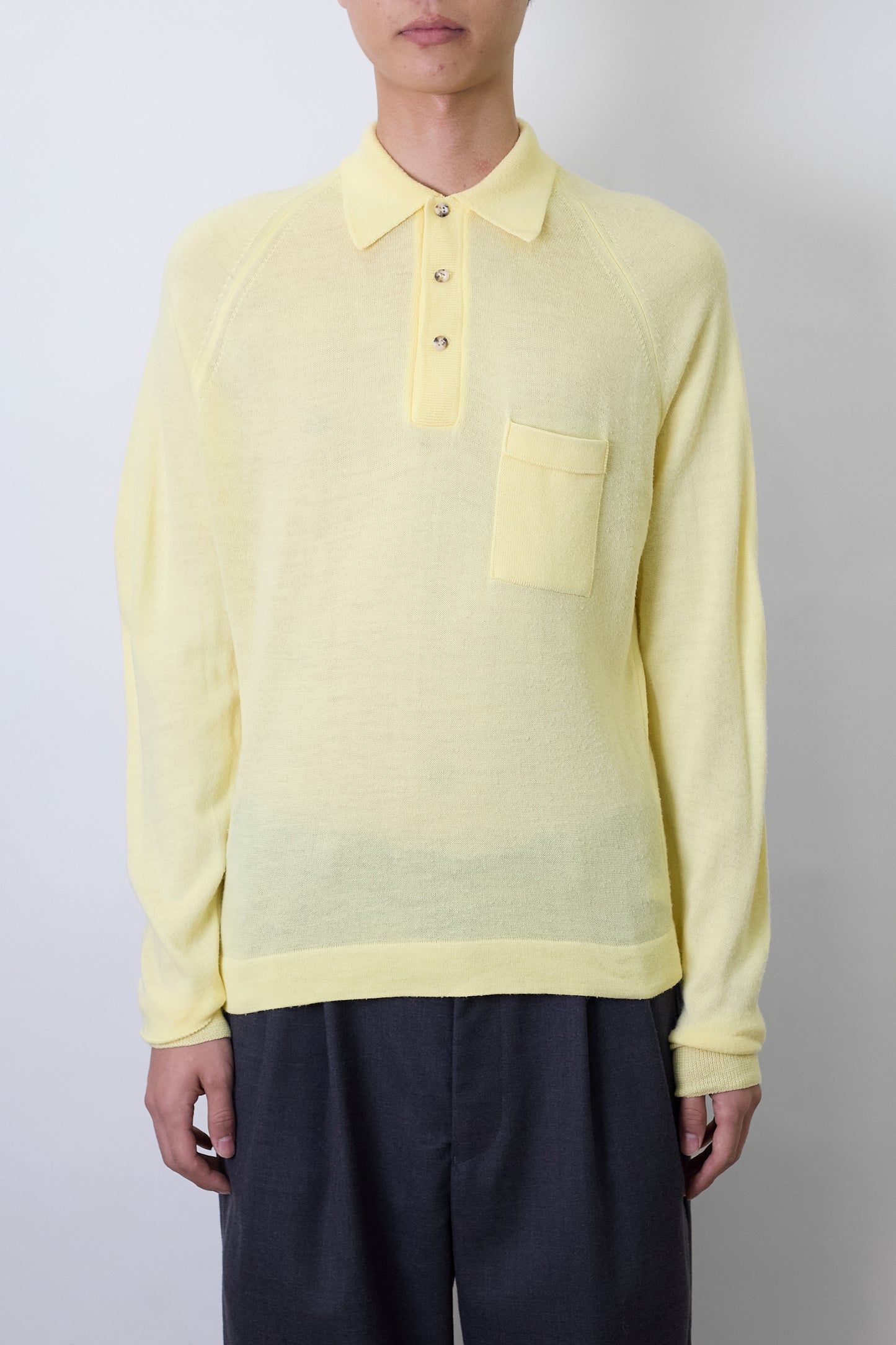 VINTAGE YELLOW KNIT POLO SHIRT MADE IN USA