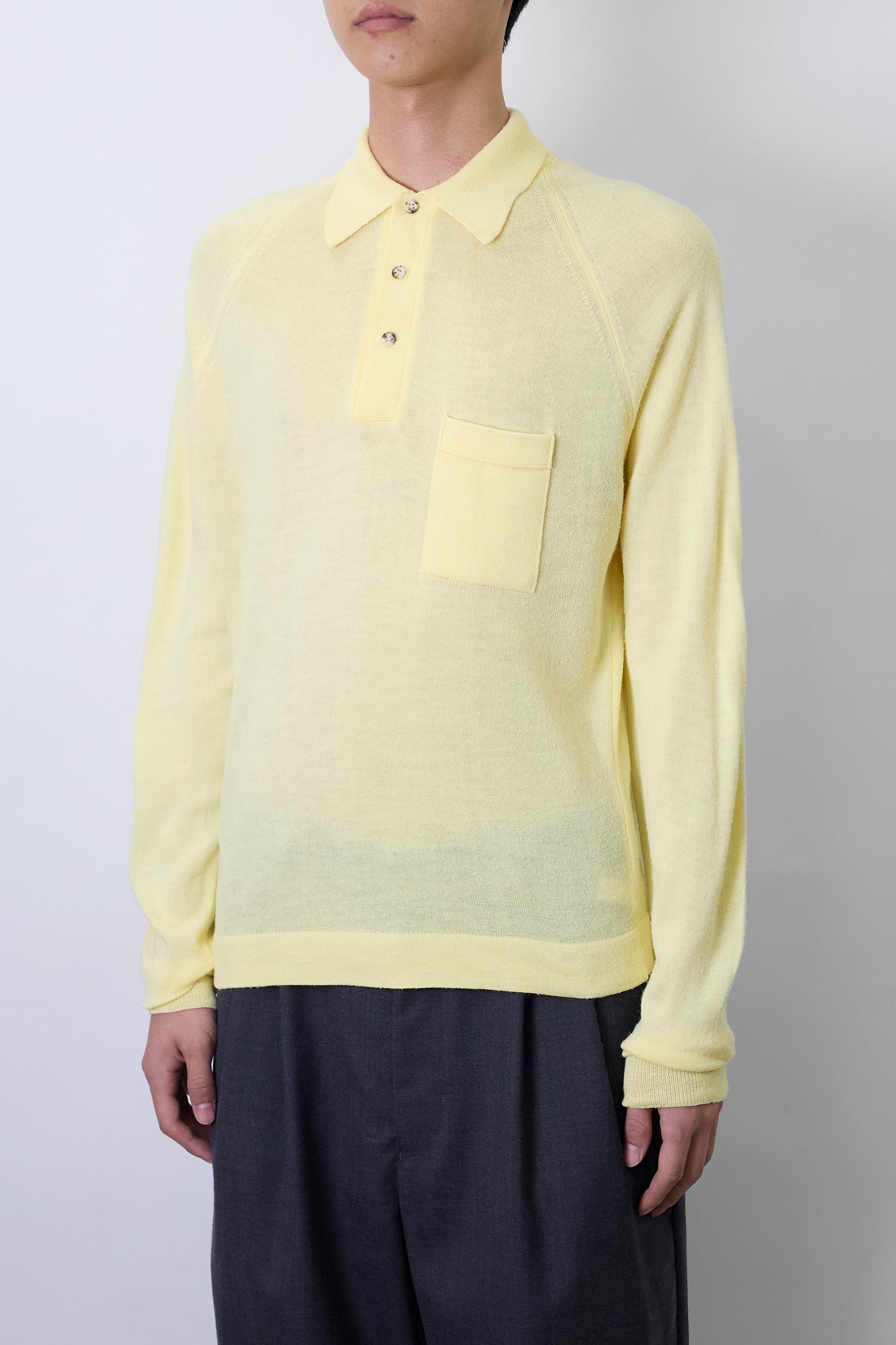 VINTAGE YELLOW KNIT POLO SHIRT MADE IN USA