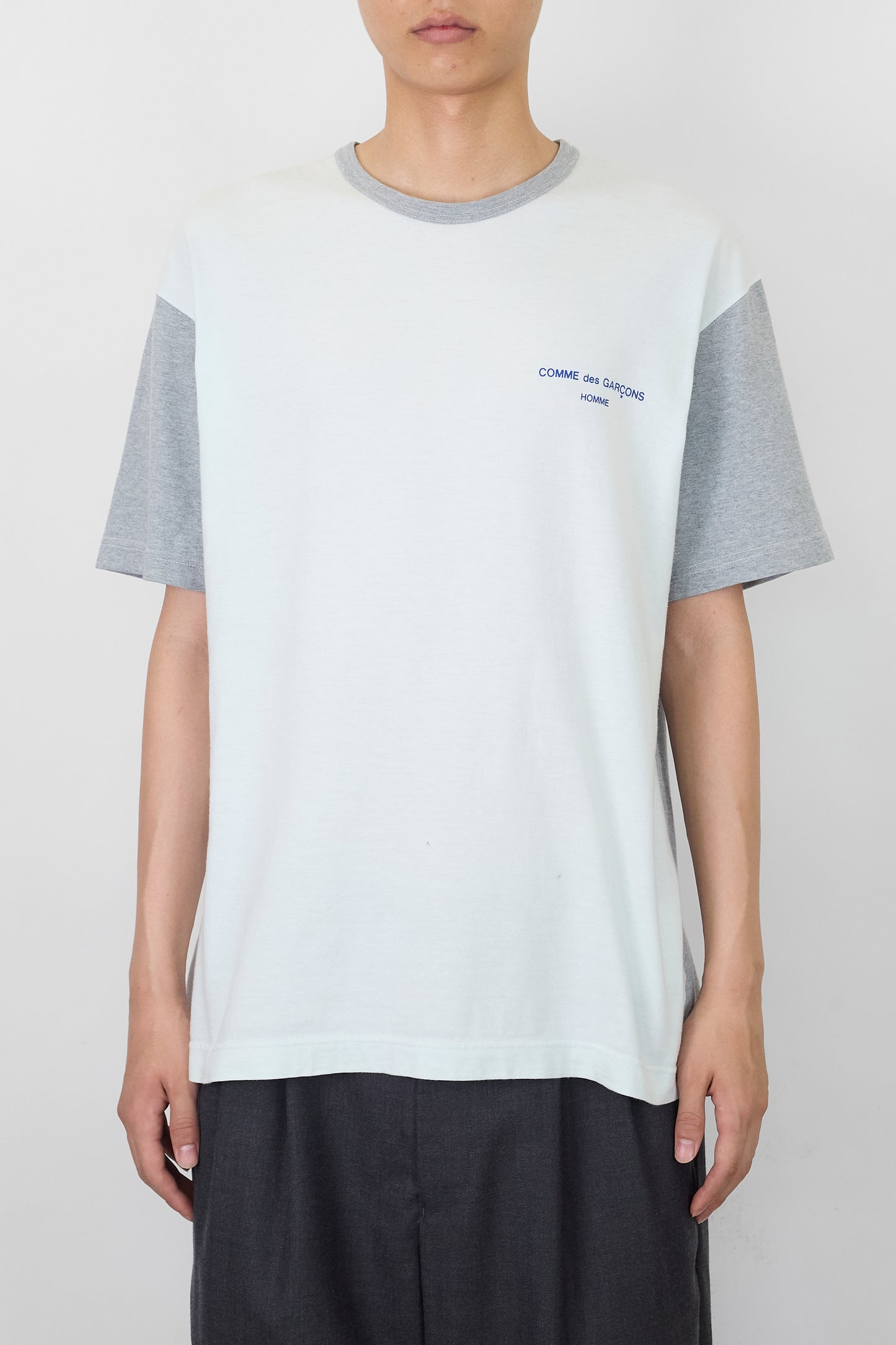 COMME DES GARCONS HOMME BICOLOR BLUE GRAY HALF SLEEVE TEE SHIRT