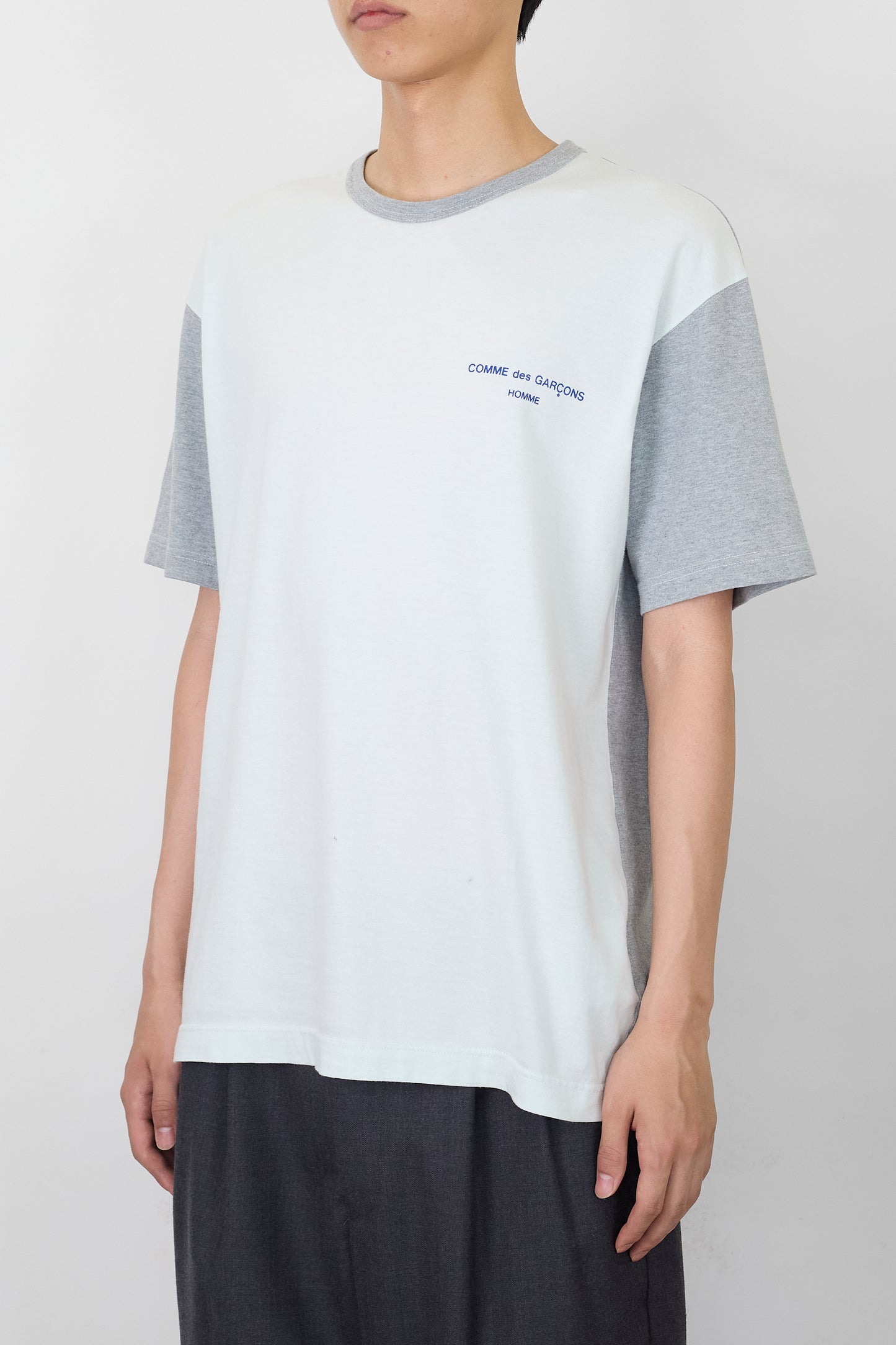COMME DES GARCONS HOMME BICOLOR BLUE GRAY HALF SLEEVE TEE SHIRT