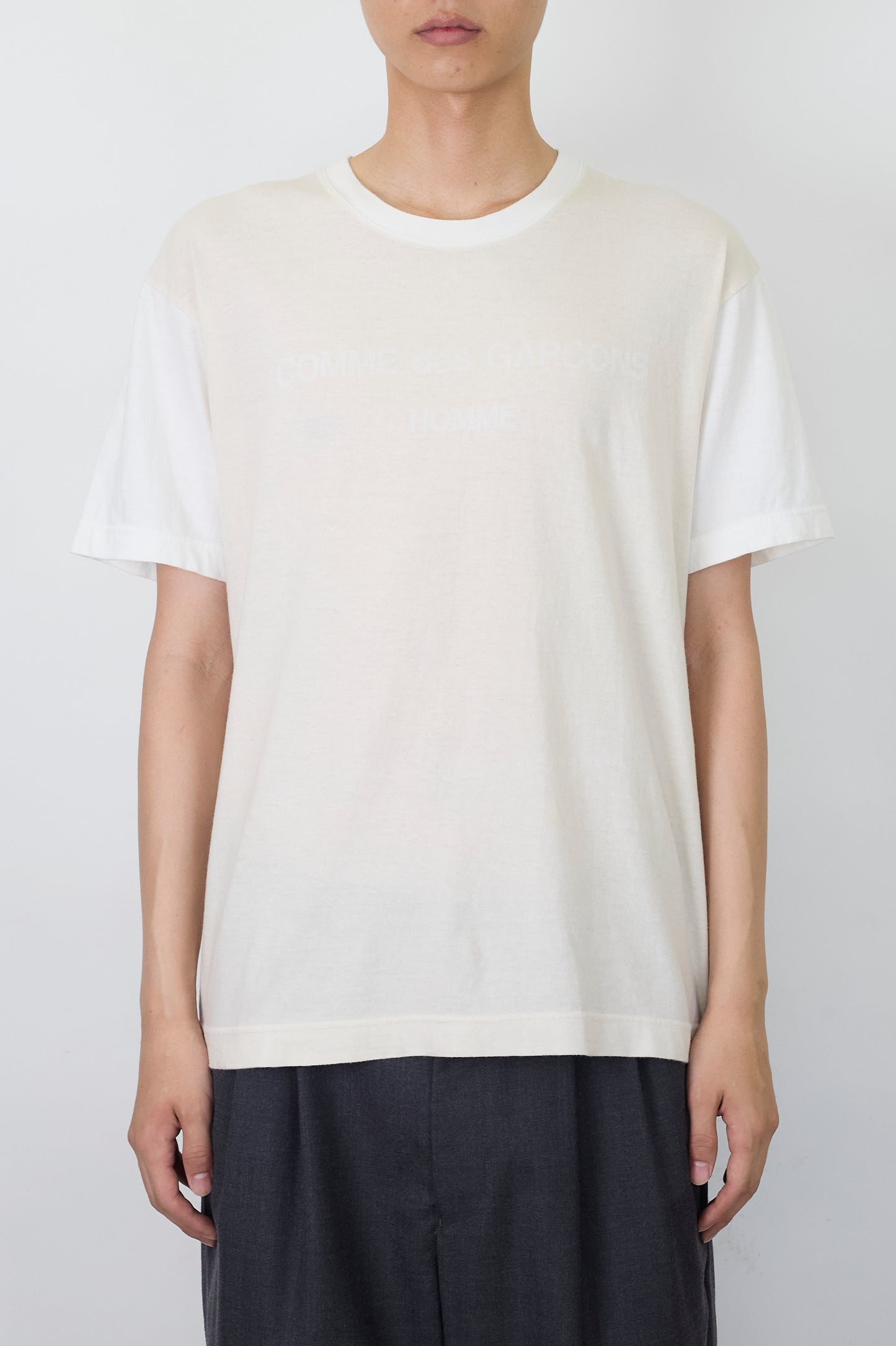 COMME DES GARCONS HOMME BICOLOR BEIGE HALF SLEEVE TEE SHIRT