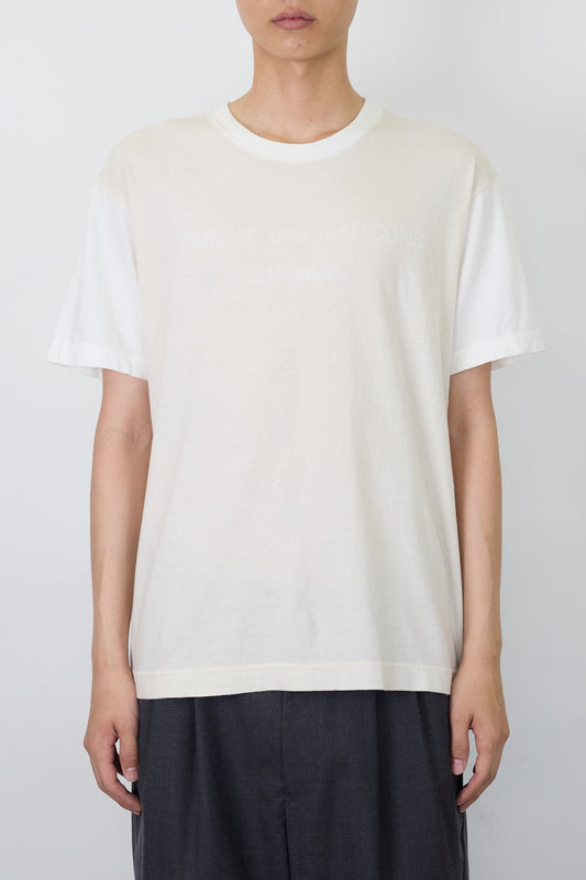 COMME DES GARCONS HOMME BICOLOR BEIGE HALF SLEEVE TEE SHIRT