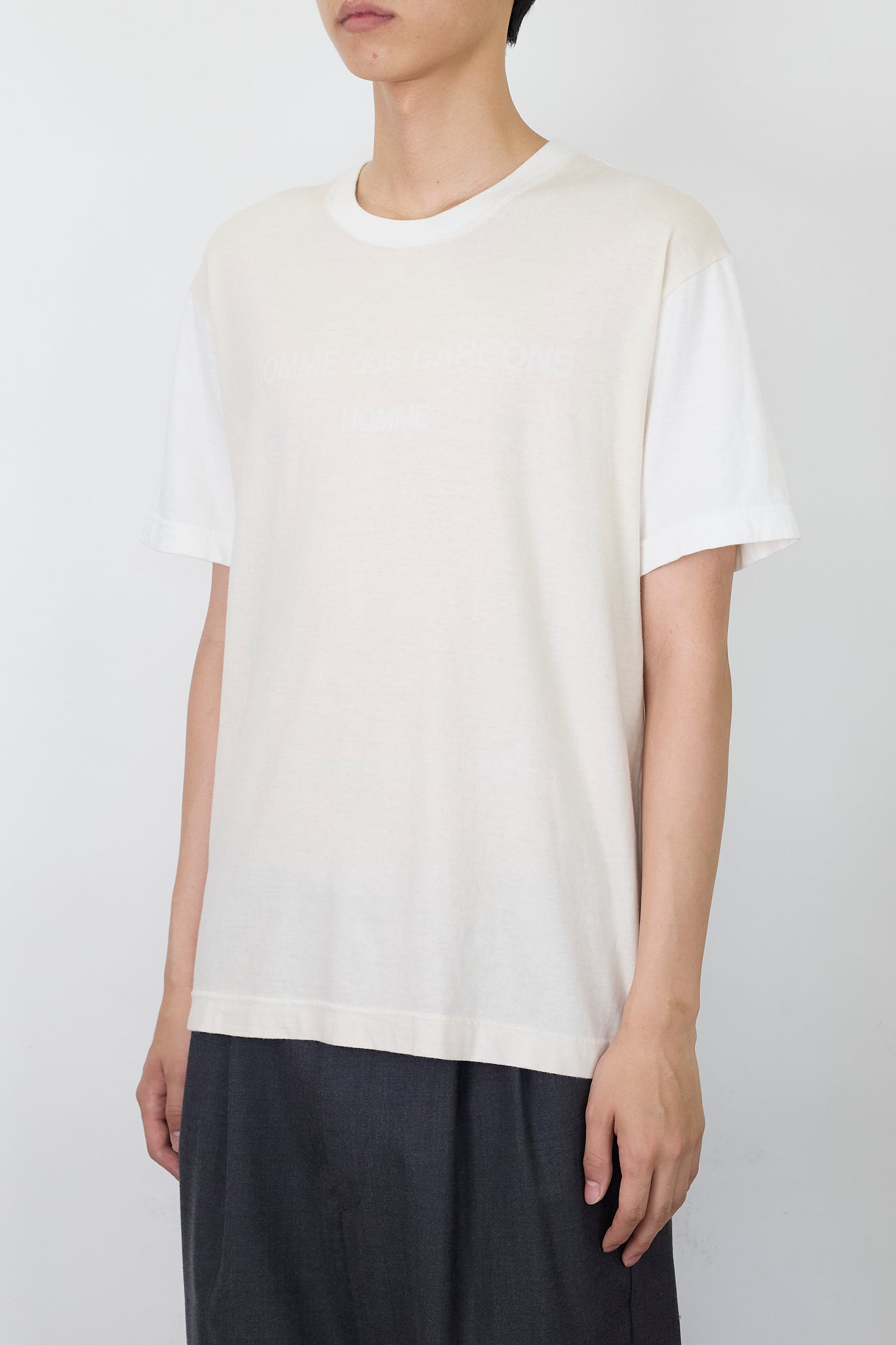 COMME DES GARCONS HOMME BICOLOR BEIGE HALF SLEEVE TEE SHIRT