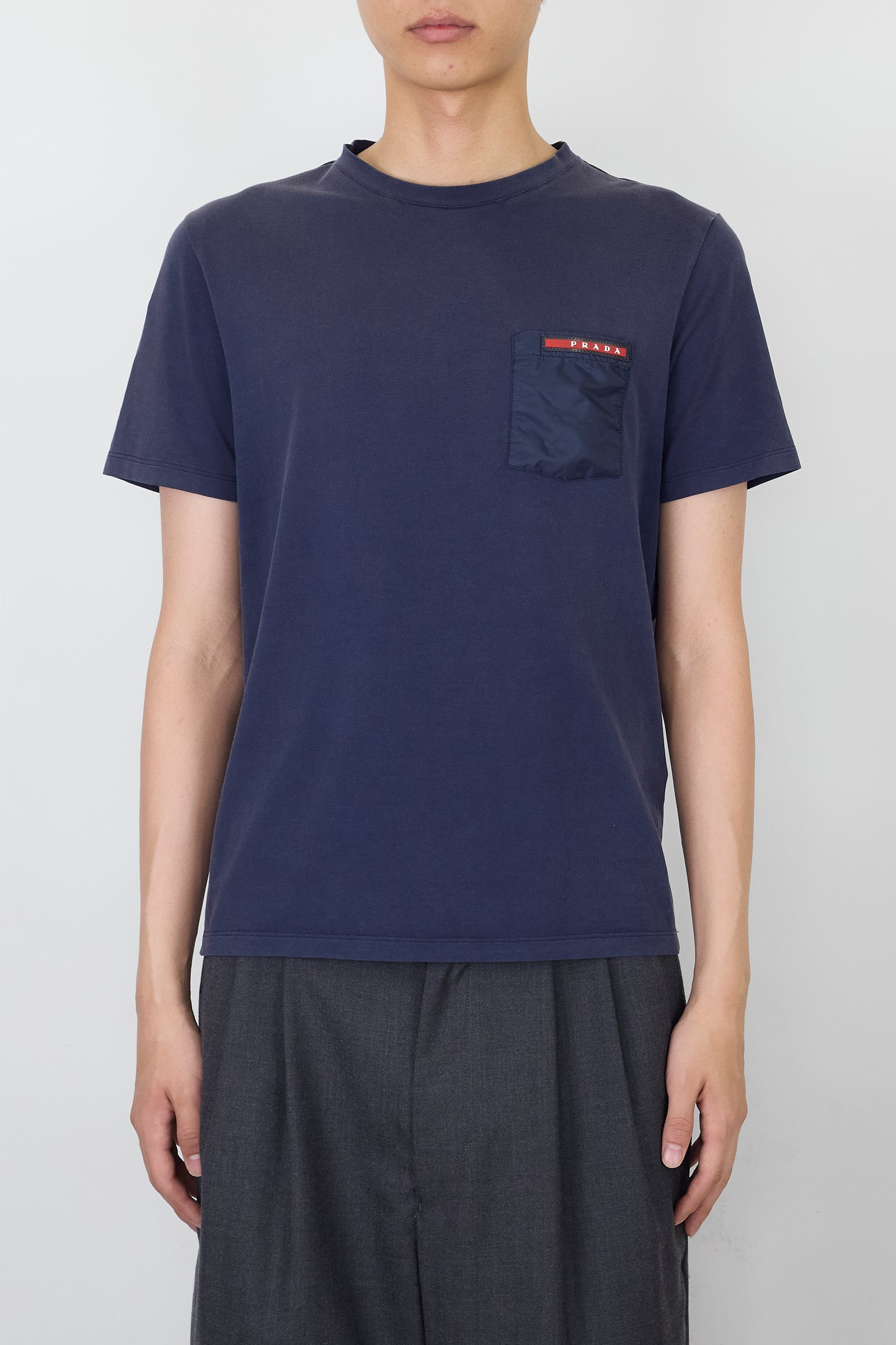 PRADA SPORT NAVY HALF SLEEVE POCKET TEE SHIRT