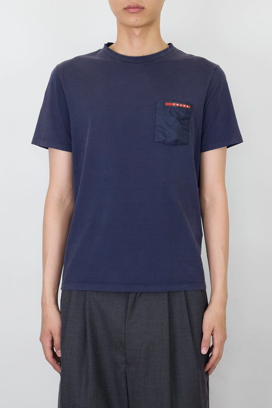 PRADA SPORT NAVY HALF SLEEVE POCKET TEE SHIRT