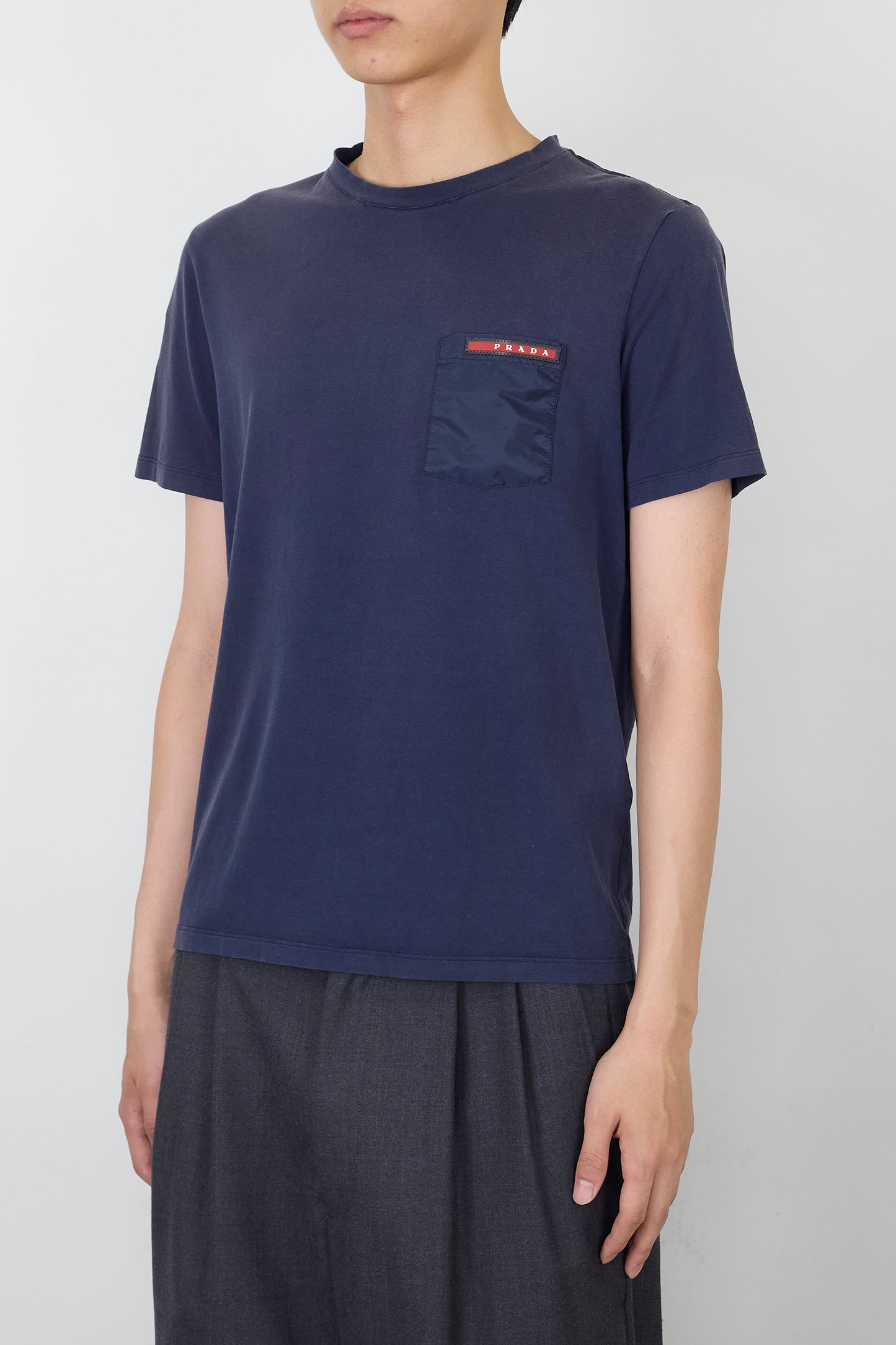 PRADA SPORT NAVY HALF SLEEVE POCKET TEE SHIRT