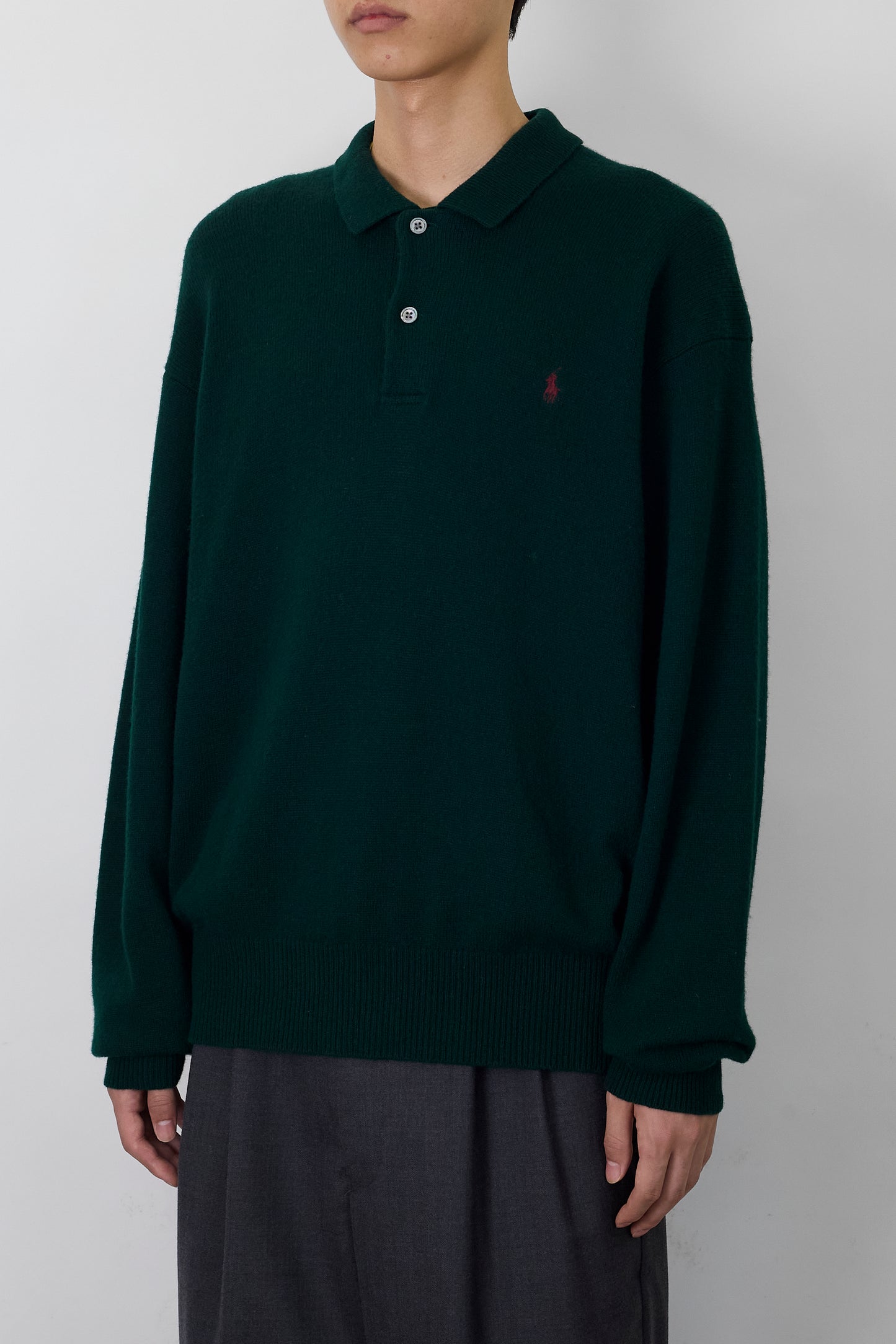 POLO BY RALPH LAUREN GREEN WOOL KNIT POLO SHIRT