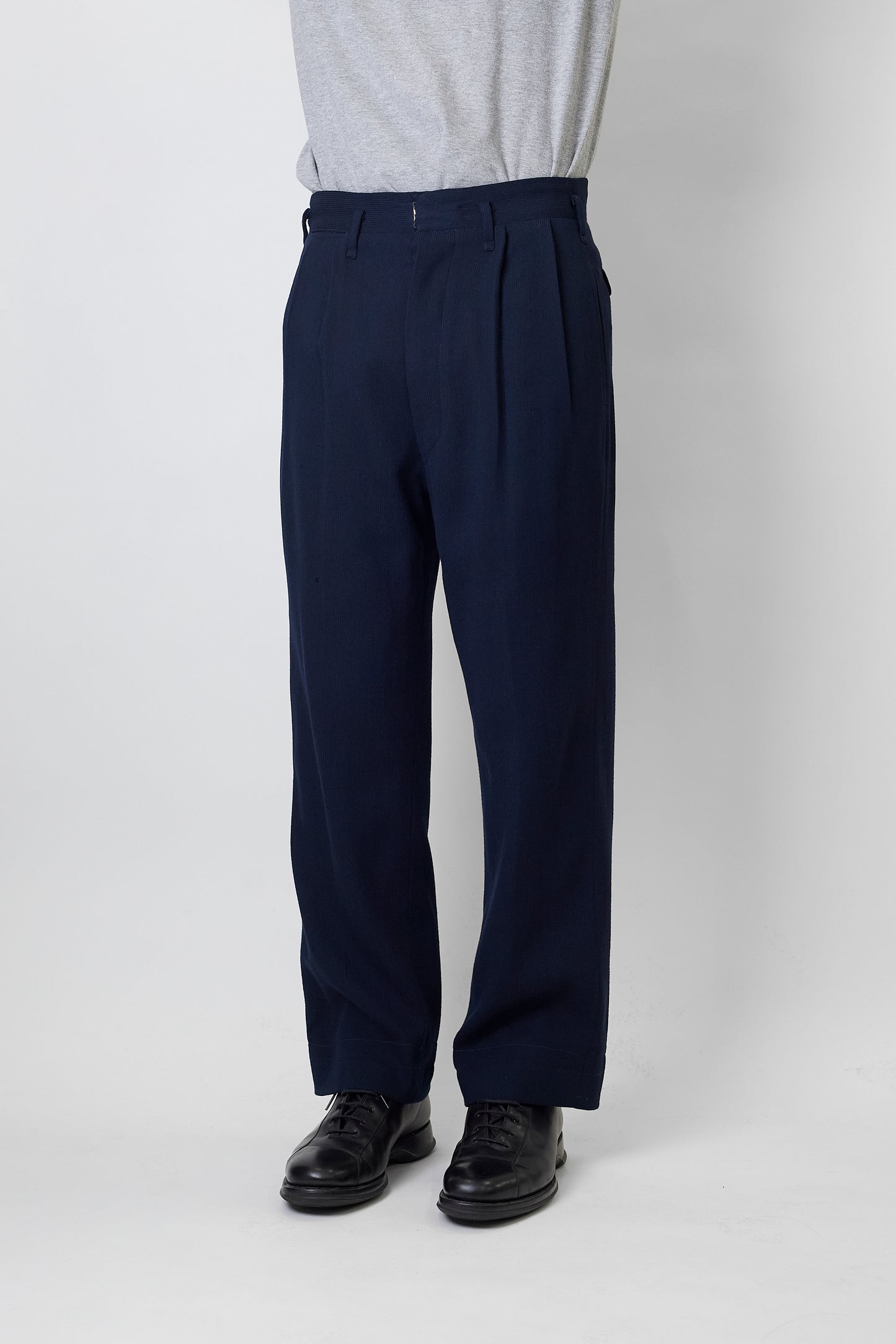 VINTAGE NAVY WOOL WIDE PANTS