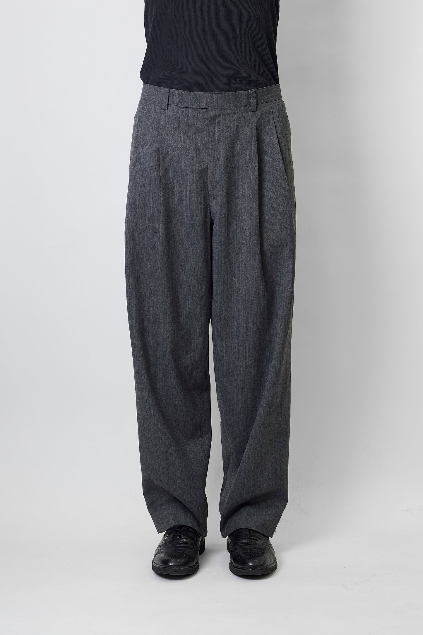 VINTAGE GRAY WOOL WIDE PANTS