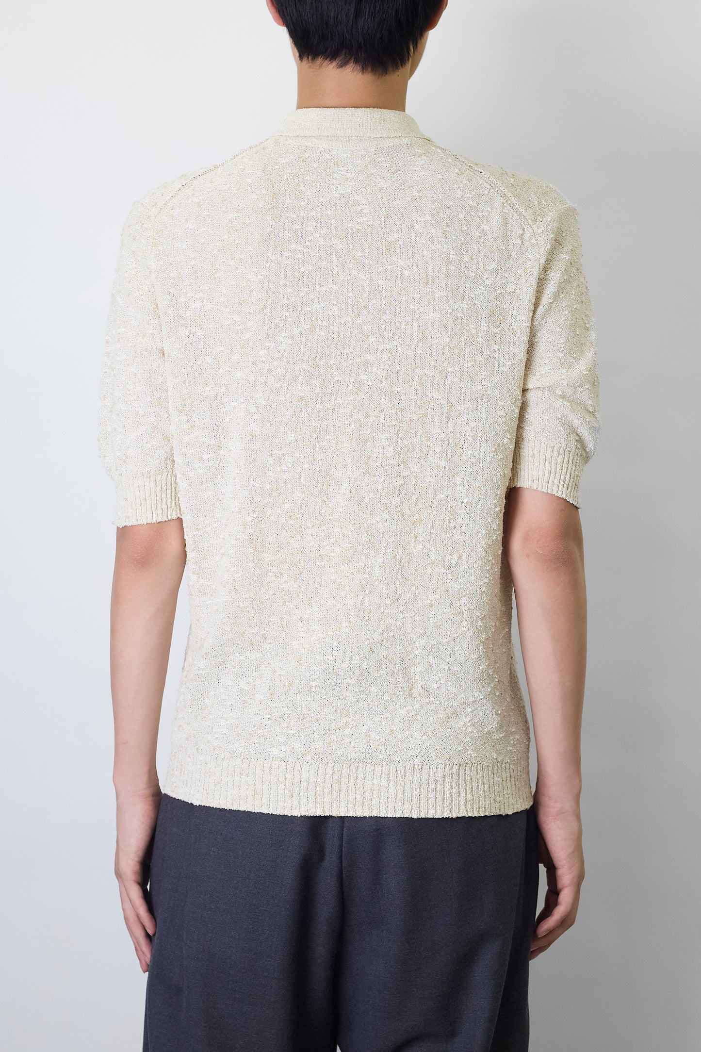 VINTAGE BEIGE HALF SLEEVE KNIT POLO SHIRT MADE IN FRANCE