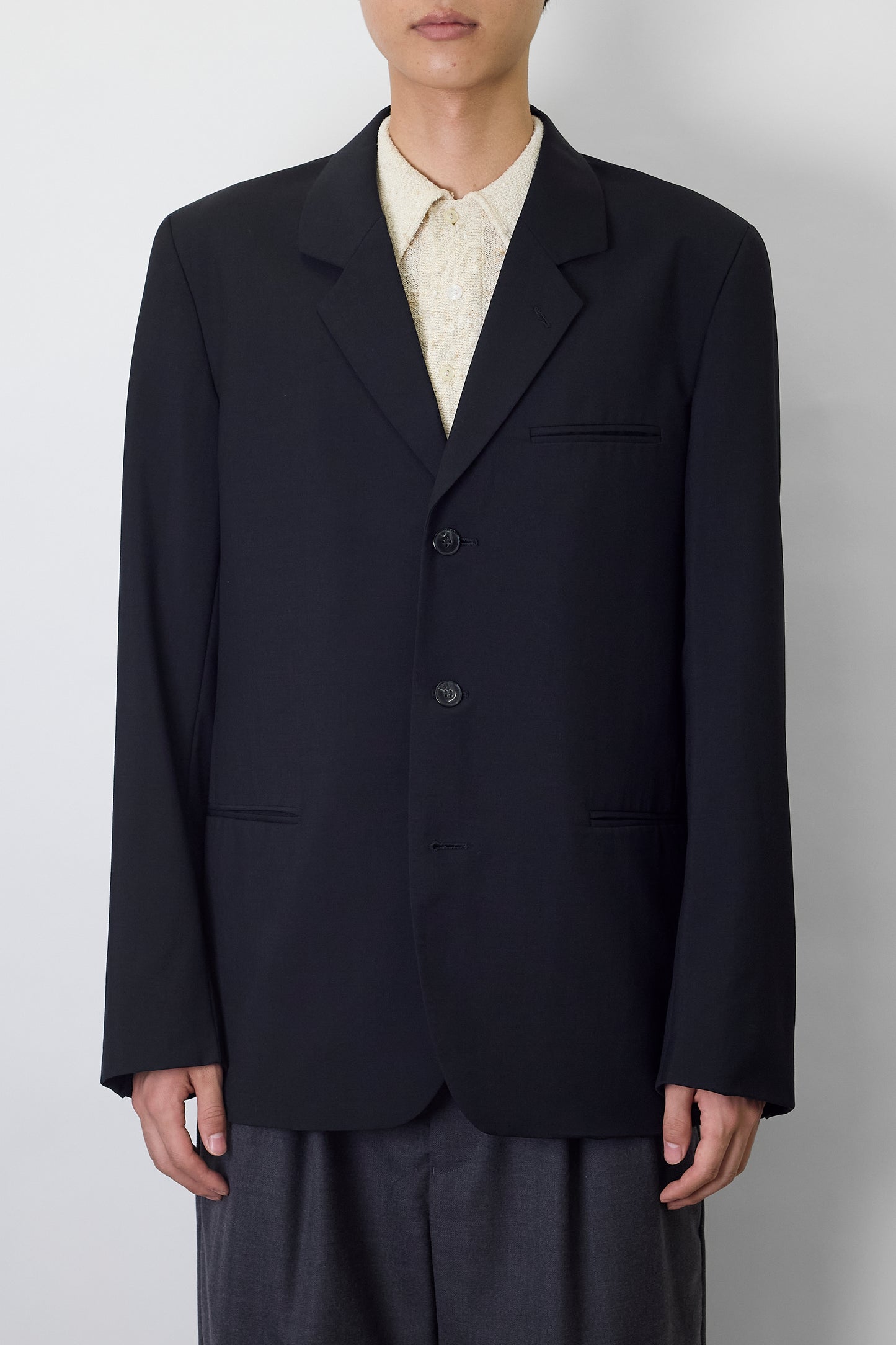 AGNES B. HOMME BLACK WOOL TAILORED JACKET MADE IN FRANCE