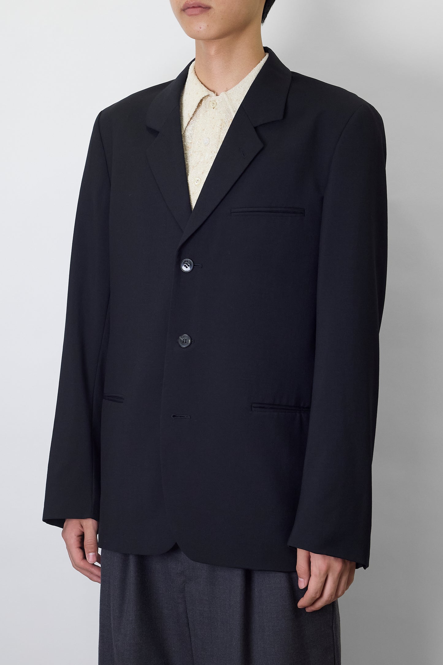 AGNES B. HOMME BLACK WOOL TAILORED JACKET MADE IN FRANCE