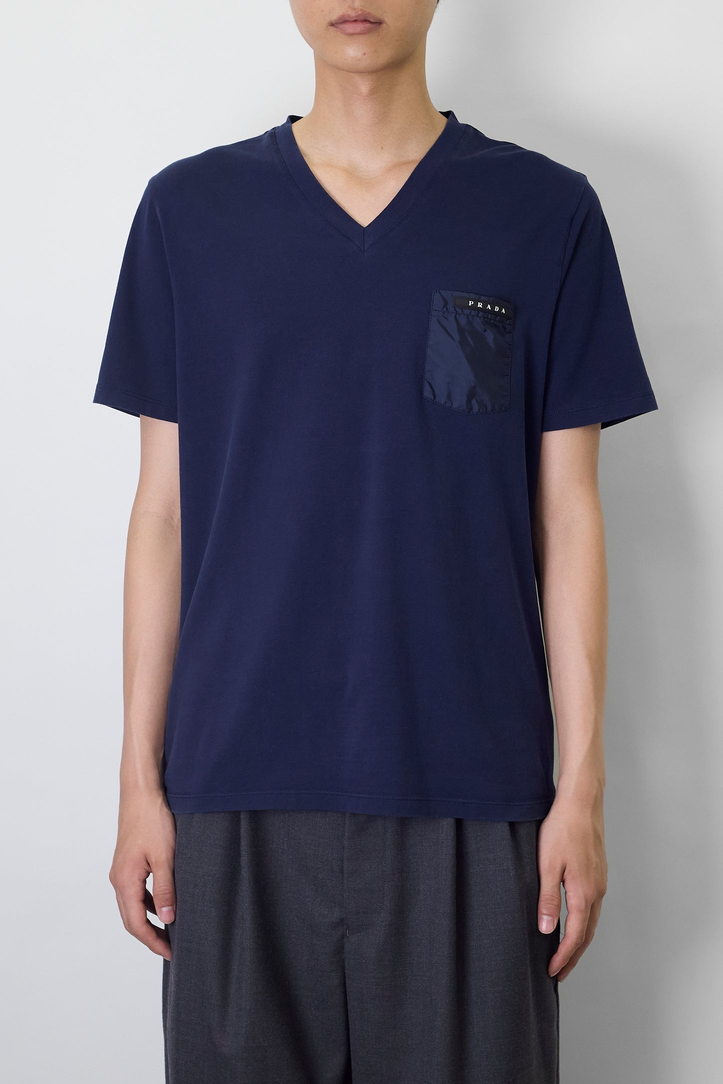 PRADA DESIGNED NAVY HALF SLEEVE TEE SHIRT MADE IN ROMANIA
