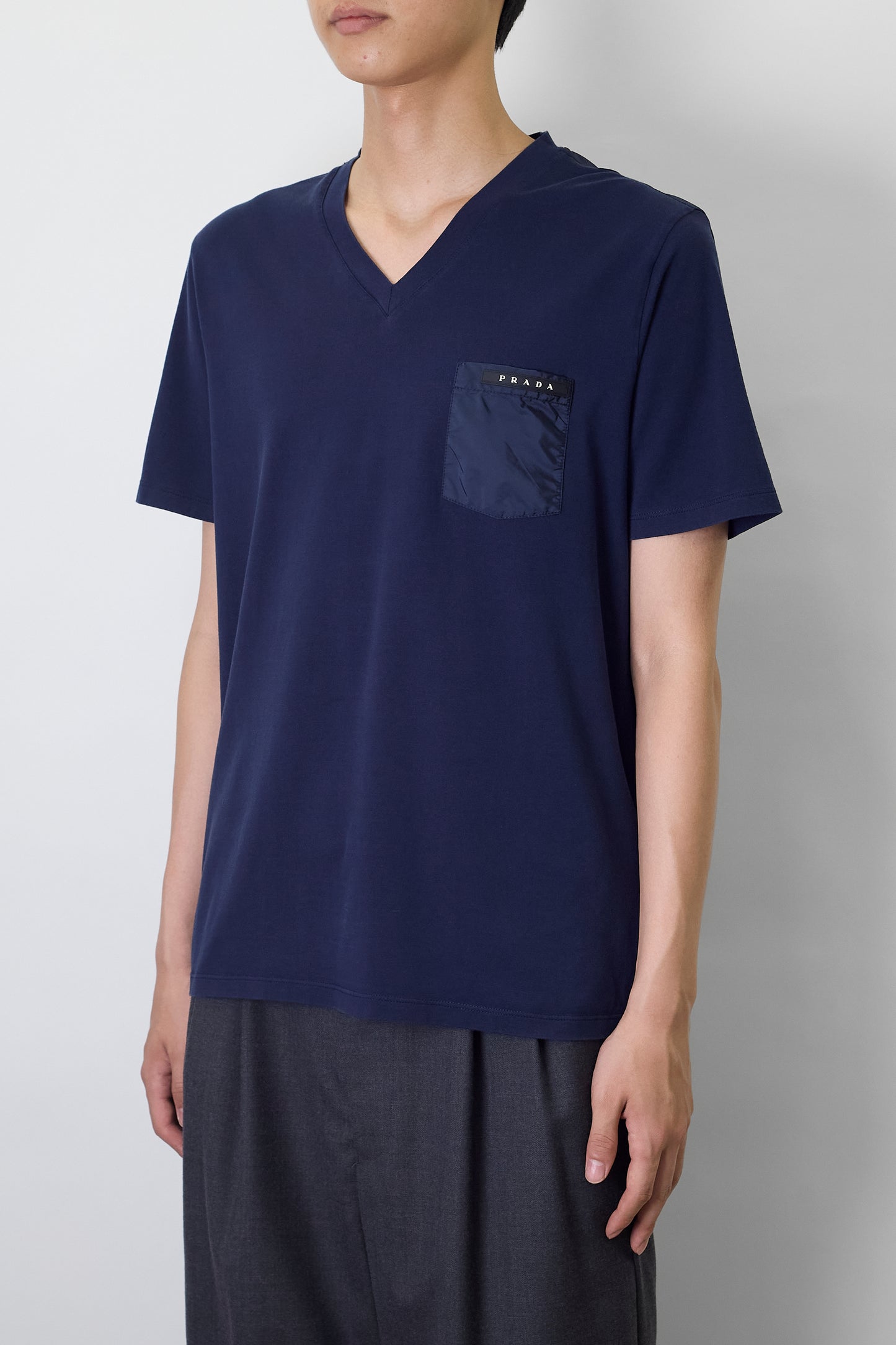 PRADA DESIGNED NAVY HALF SLEEVE TEE SHIRT MADE IN ROMANIA